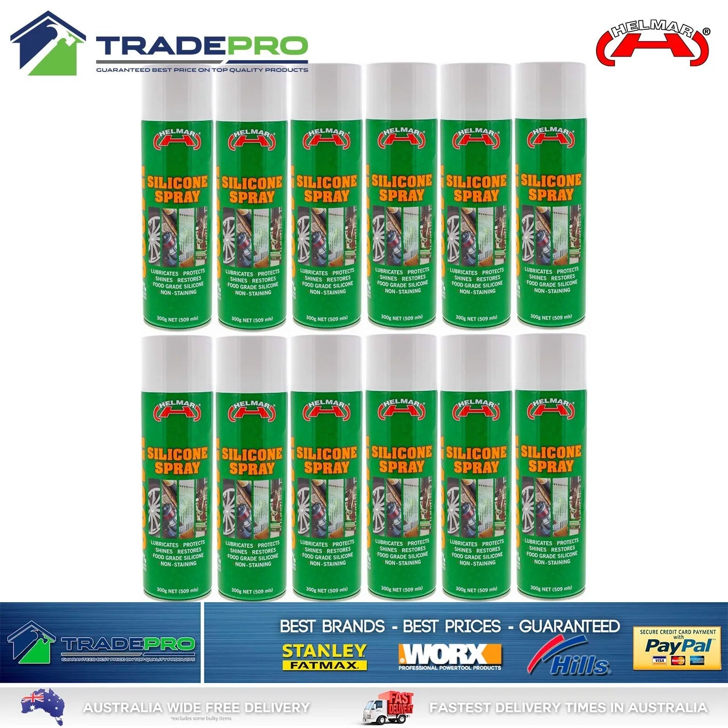 12x Silicone Spray Helmar 300 Lubricant Treadmill Marine Anti Squeak Lube Oil