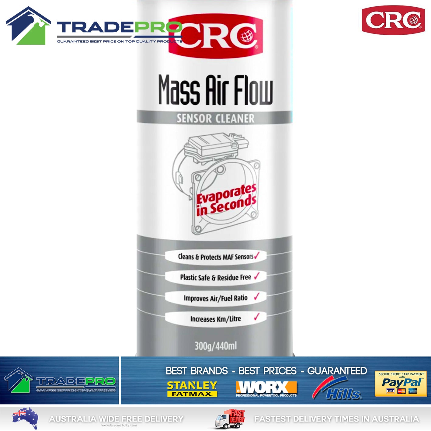 3x Mass Air Flow Sensor Cleaner 300g Spray Cleans MAF Sensors CRC Wurth Mechanic
