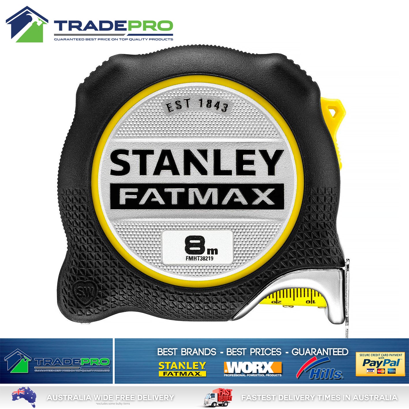 Stanley FatMax Xtreme 8M PRO Metric Tape Measure NEW MODEL Fat Max 8Mtr Metre