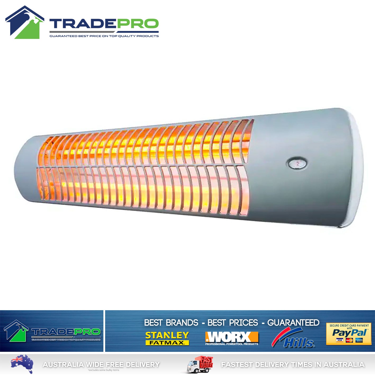 Strip Heater with Pull Switch Radiant Goldair 1200W Electric Bathroom Indoor Kit