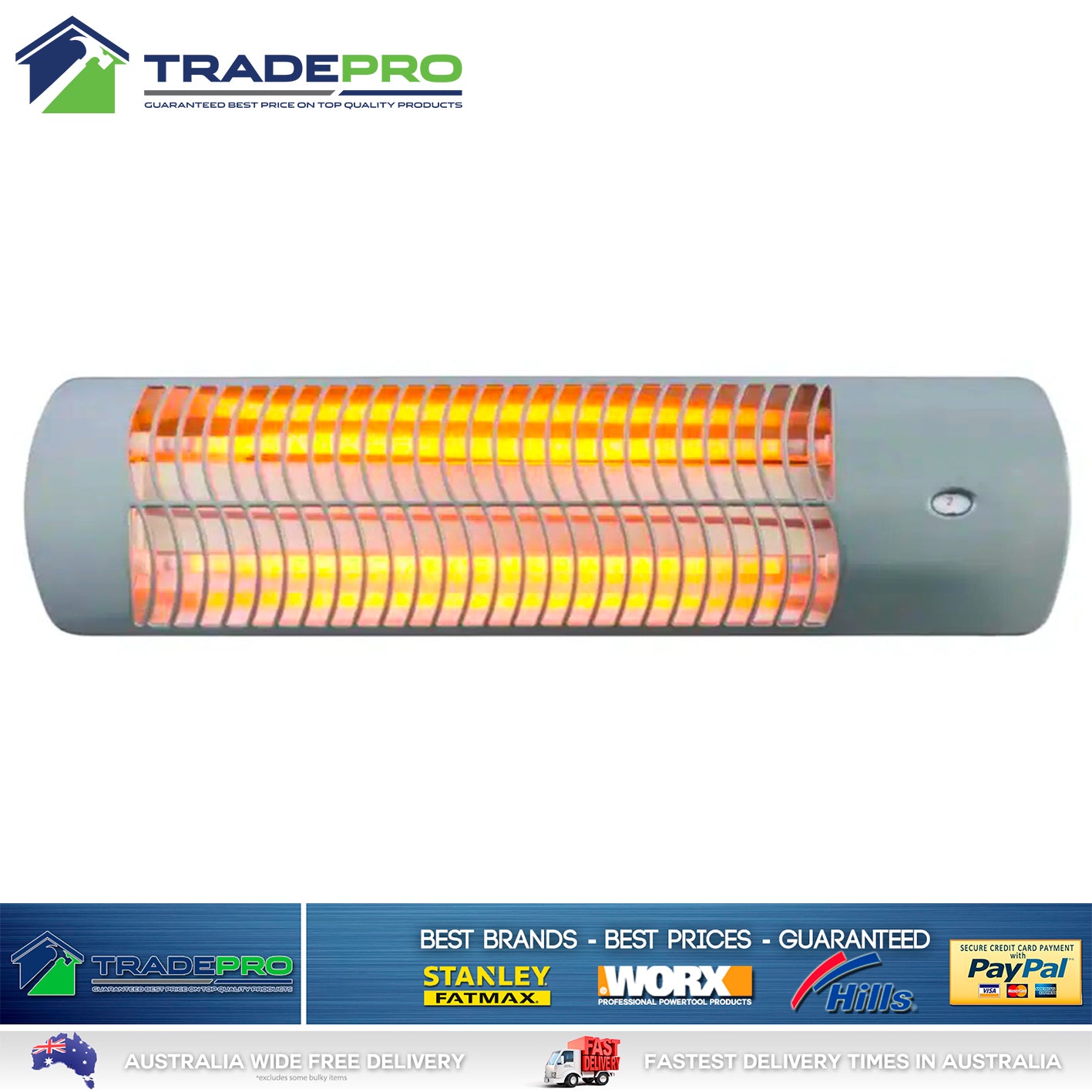 Strip Heater with Pull Switch Radiant Goldair 1200W Electric Bathroom Indoor Kit