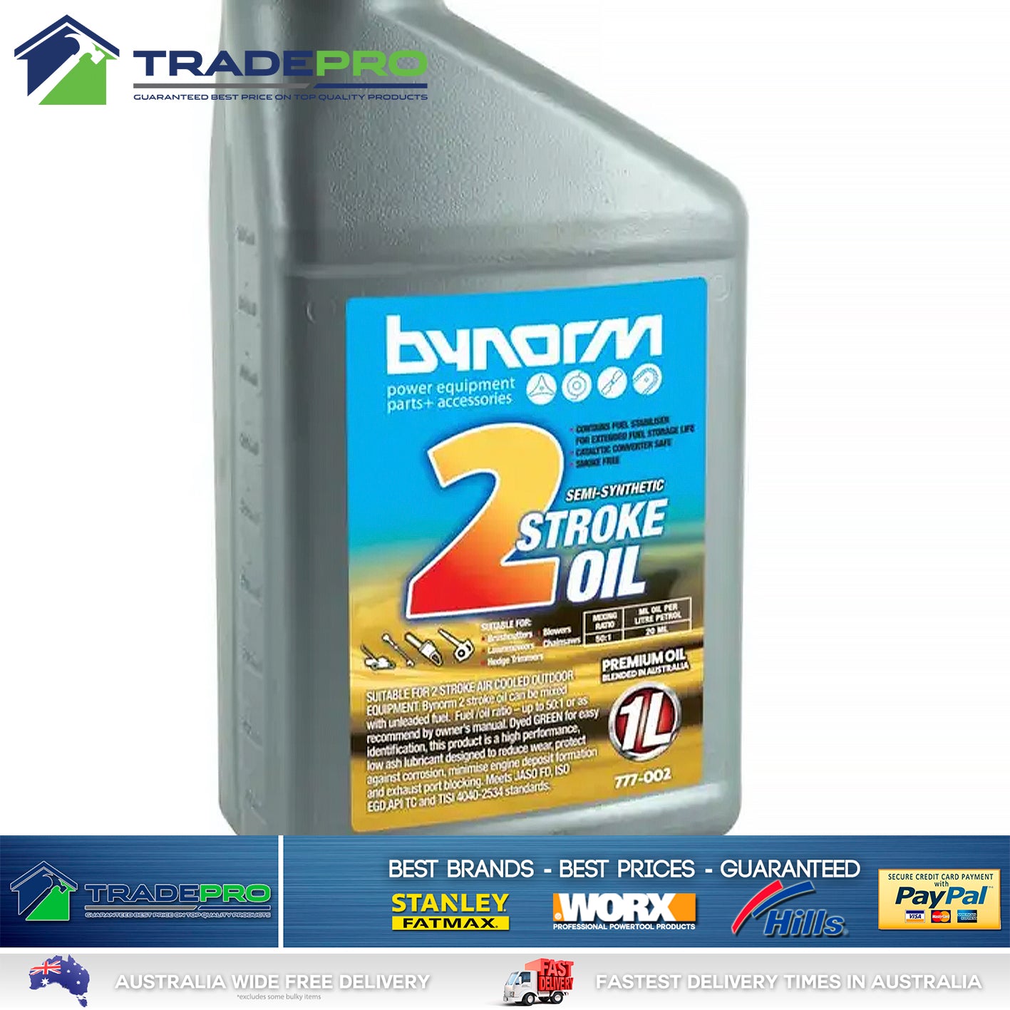 Lawnmower Oil 1Ltr 2 Stroke Bynorm Chainsaw Grass Trimmer Brush Cutter Mower