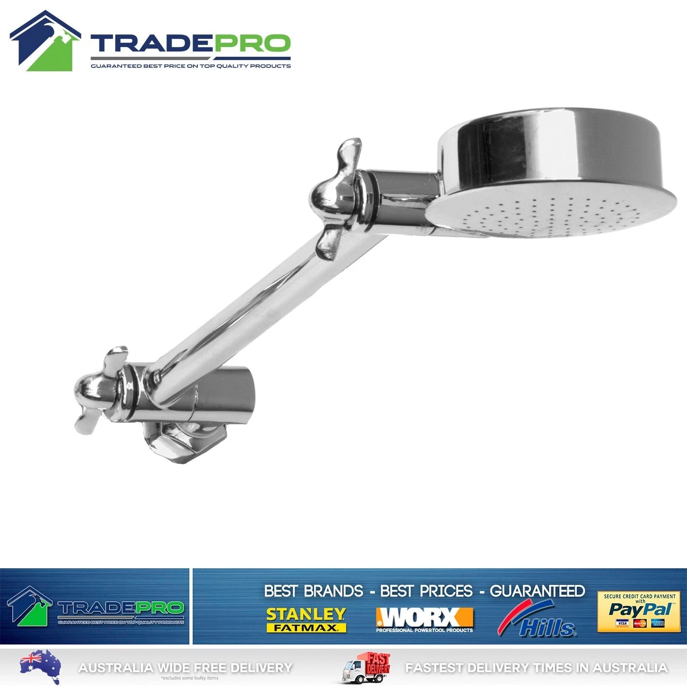Shower Head & Arm Kit Buyright® PRO EZYFIT Hi-Low Chrome All Directional WELS