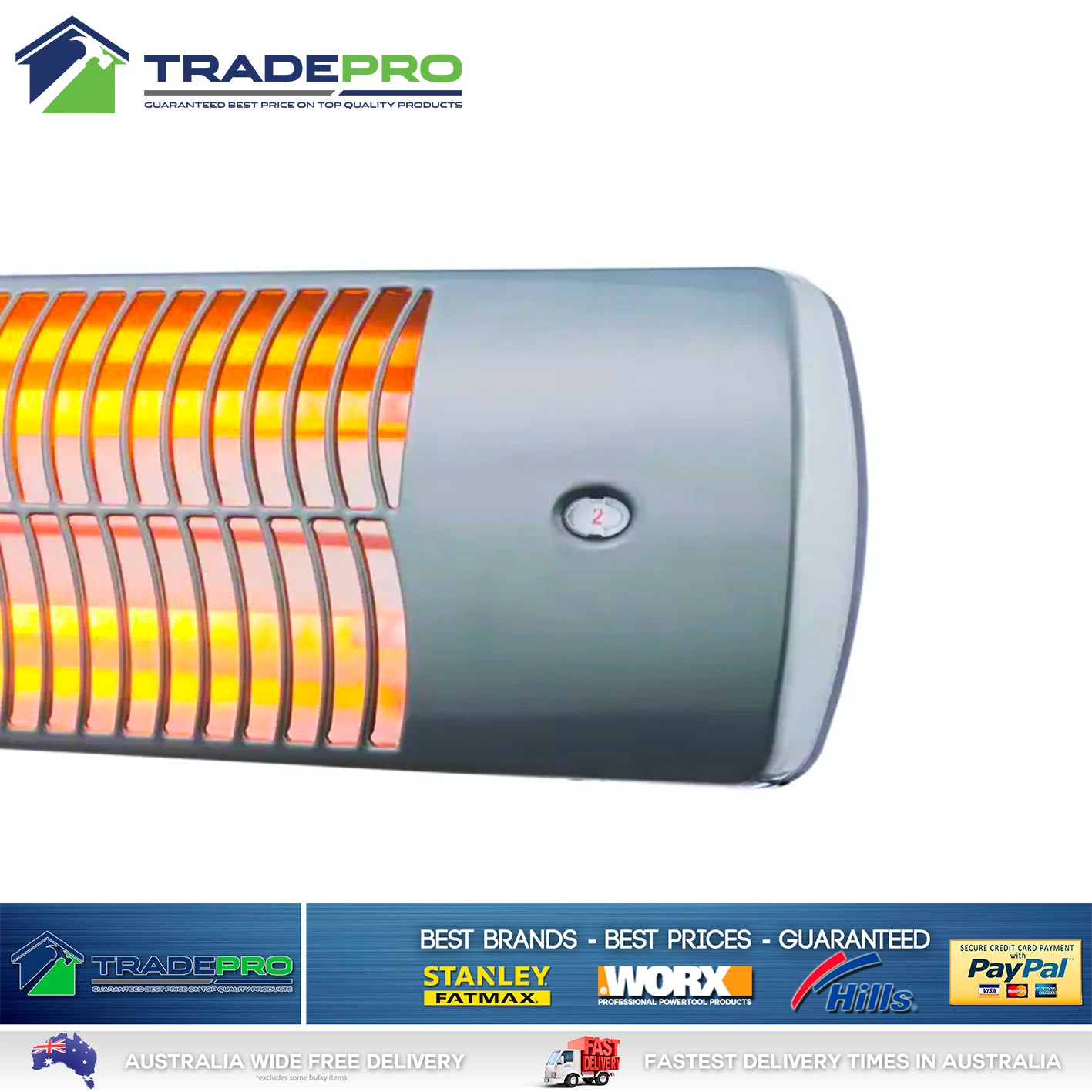 Strip Heater with Pull Switch Radiant Goldair 1200W Electric Bathroom Indoor Kit