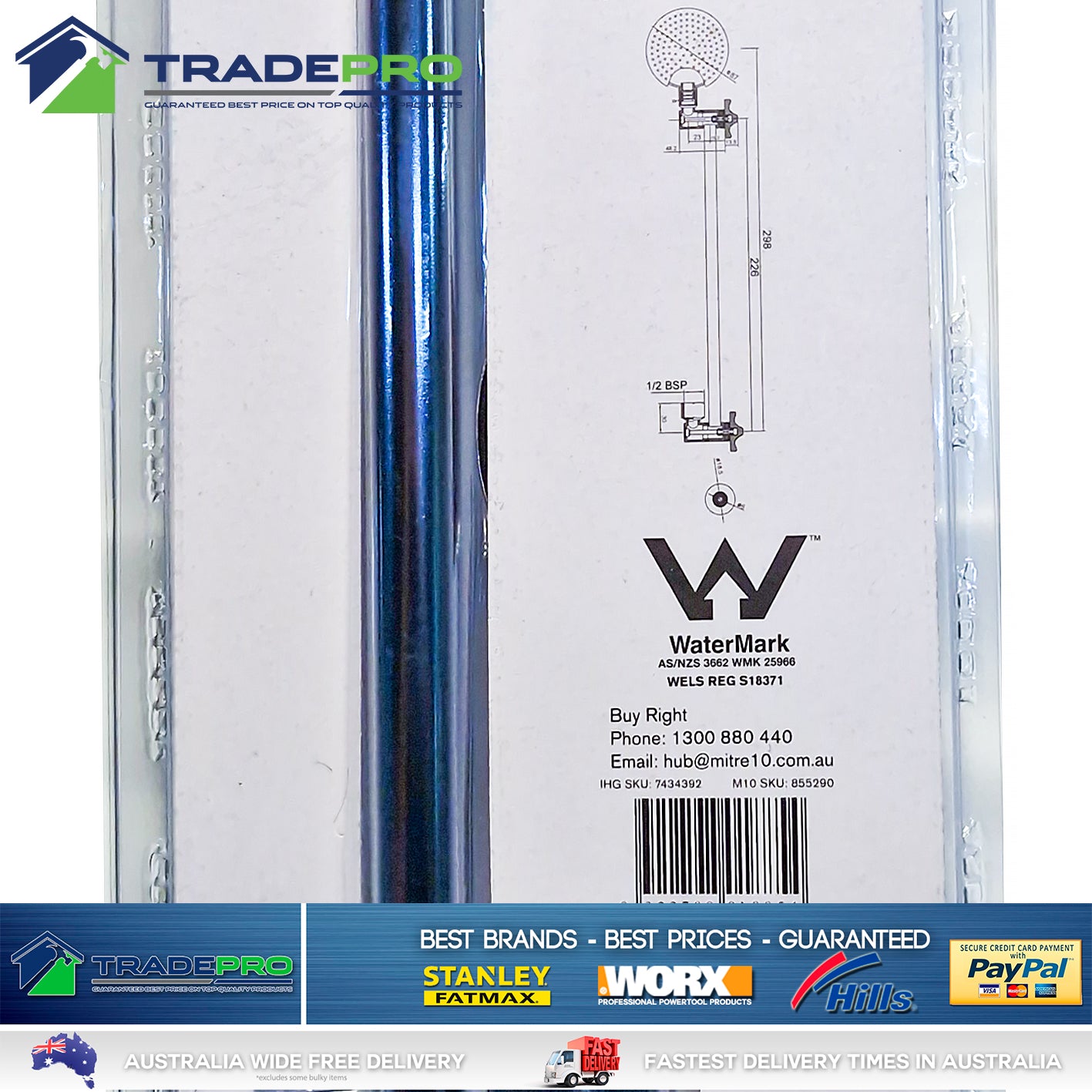 Shower Head & Arm Kit Buyright® PRO EZYFIT Hi-Low Chrome All Directional WELS