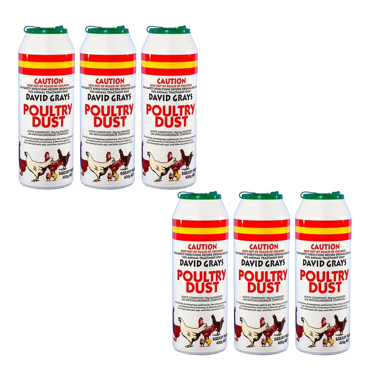 6x Poultry Chicken Dust 400g PRO David Grays Lice Fleas Feather Mites Ticks Pest