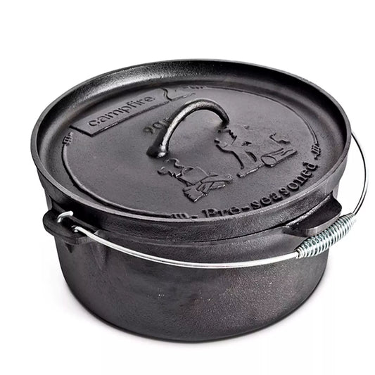 Camp Oven PRO Cast Iron 9 Quart Pre-Seasoned Dutch Oven 8.5L Camping Fire Cooking