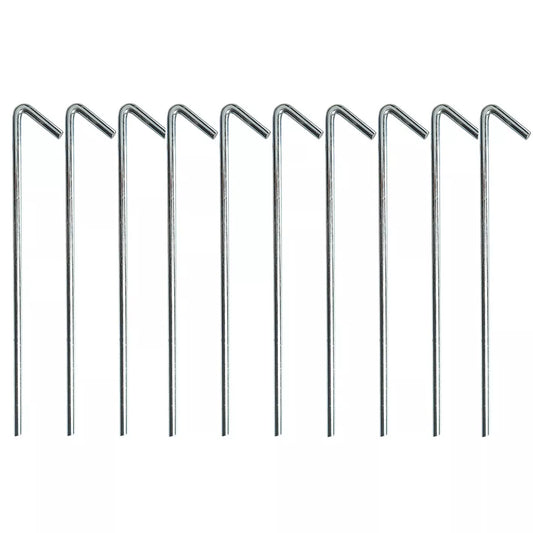 10x Tent Pegs 300mm x 8mm Heavy Duty Gal Steel Camping Tarp Galvanised Stakes