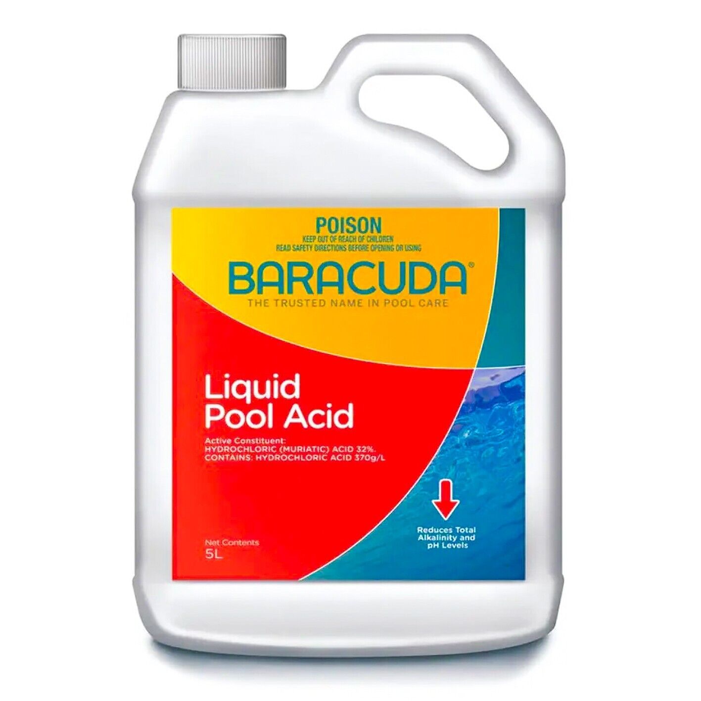 Pool Acid 5L Baracuda PRO Liquid Hydrochloric 5 Litre Lower PH Chemical Water
