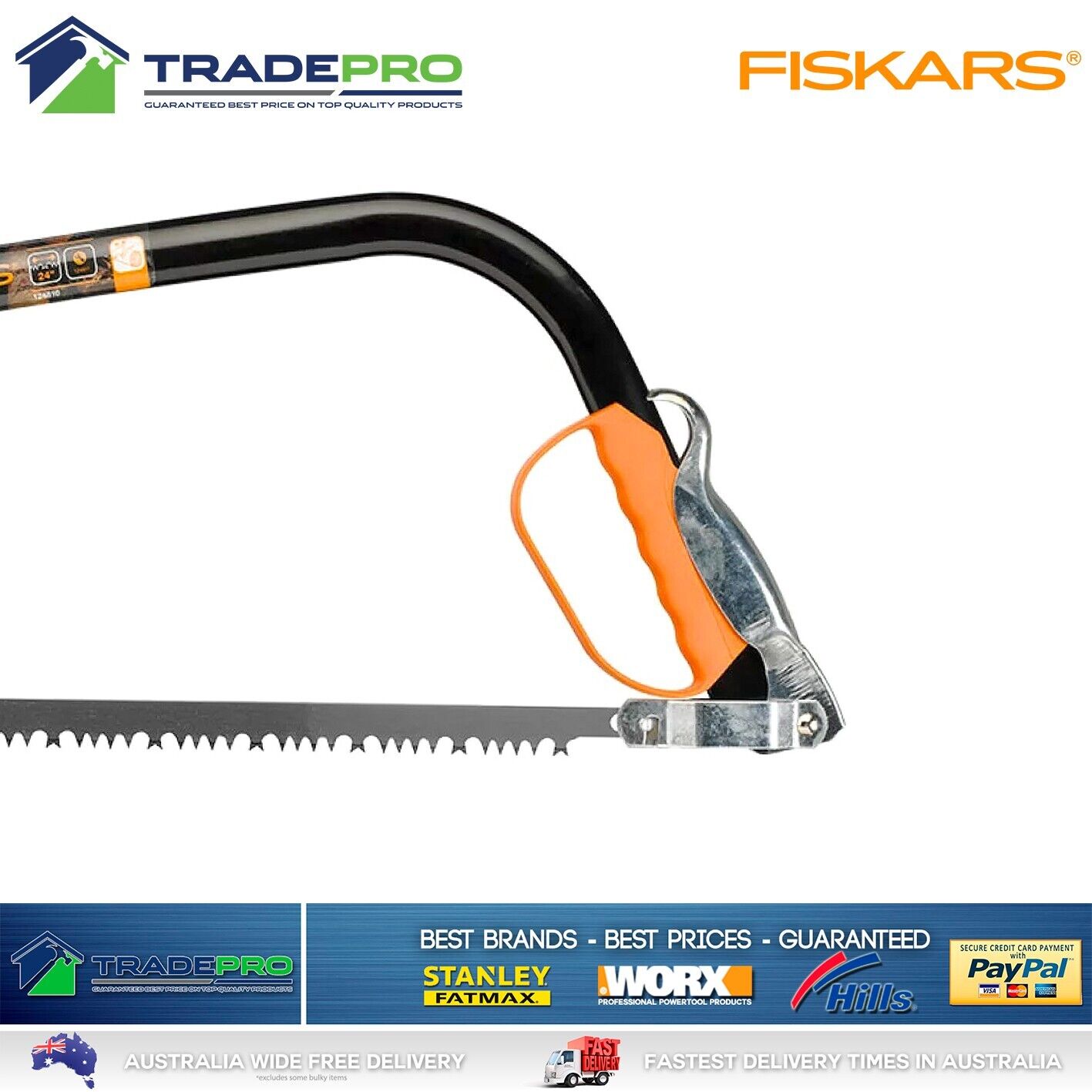 Fiskars Bowsaw 600mm 24" PRO Wood Hardpoint Bow Saw Pruning Tree Timber