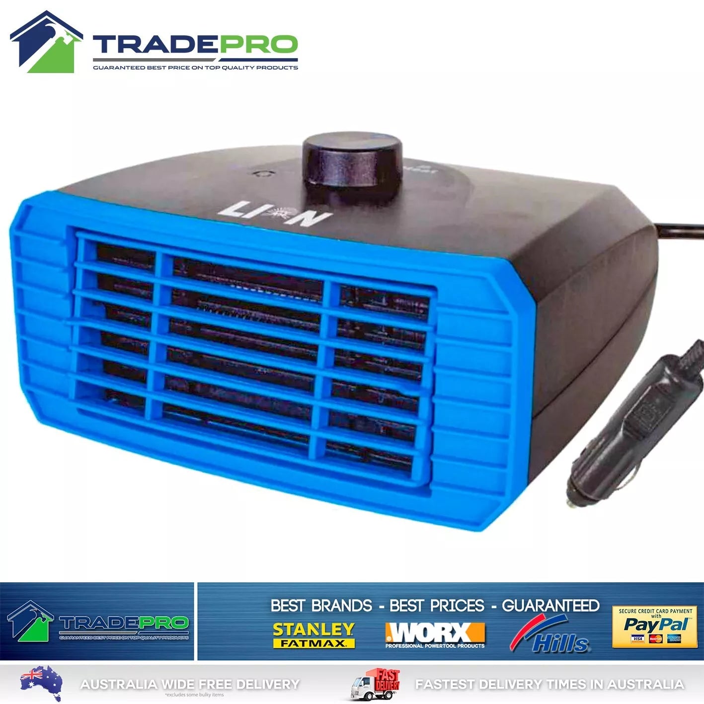 Lion 12v Portable Car Vehicle Heater & Fan Ceramic DC Car Boat 4WD Caravan Heat