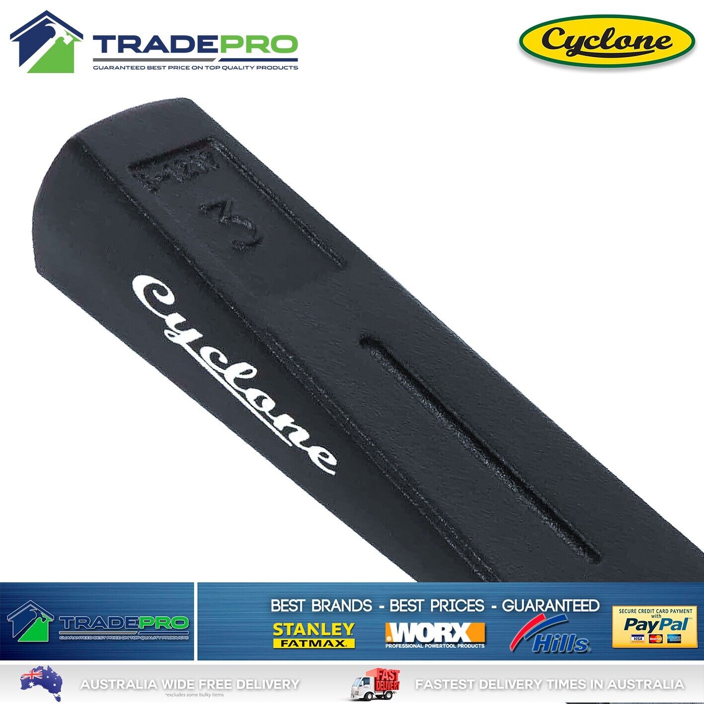 Cyclone Splitting Wedge 1.3kg 3lb Wood Firewood Splitter Forged Steel Axe