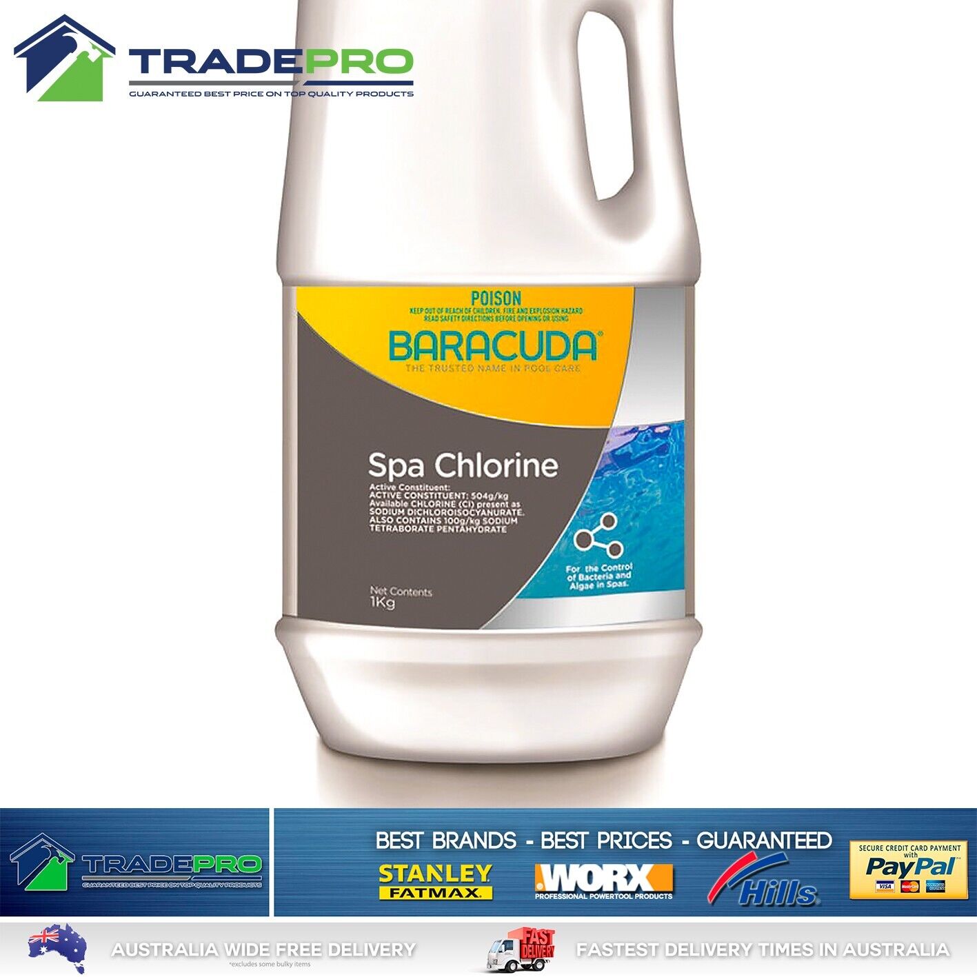 Chlorine Spa 1Kg Baracuda Lithium Substitute Water Pool Sanitiser