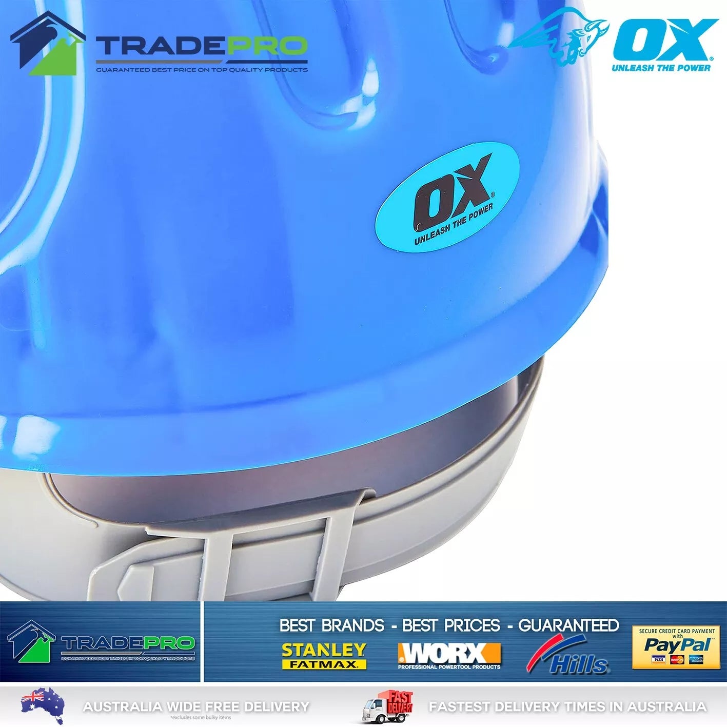 Hard Hat Safety Helmet Ox Tools Premium Vented Adjustable Harness AS/NZ Standard