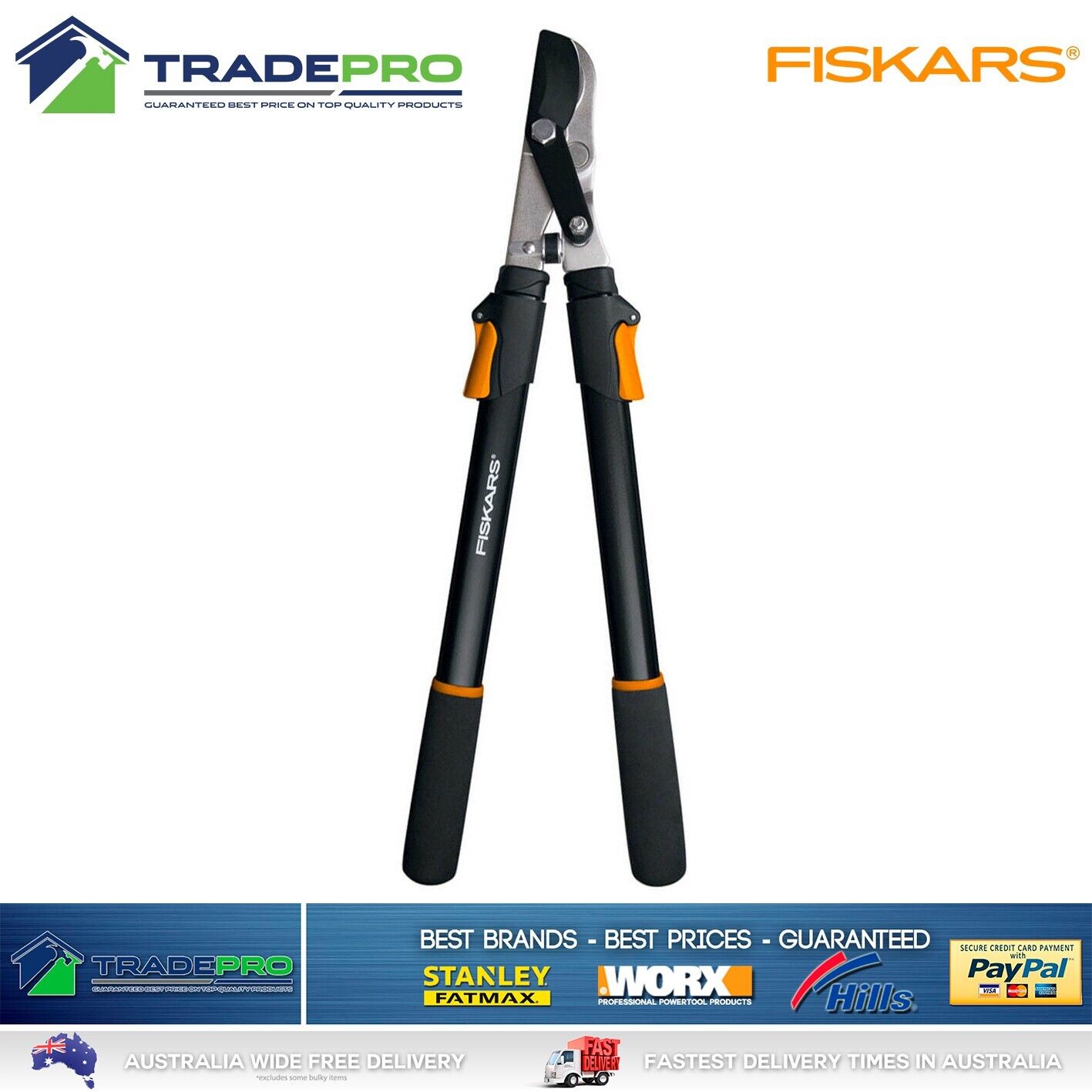 Fiskars Lopper Garden Shears Extendable 90cm Power Lever Telescopic