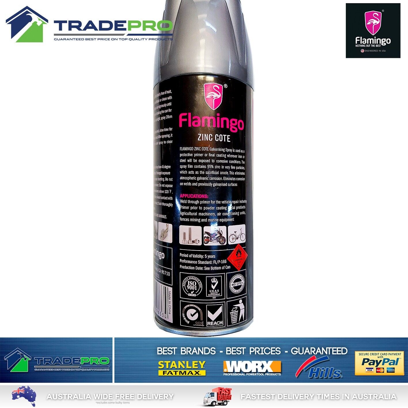 3x Spray Paint Zinc Coat 450ml Cold Gal Silver Rust Stop Aero Flamingo