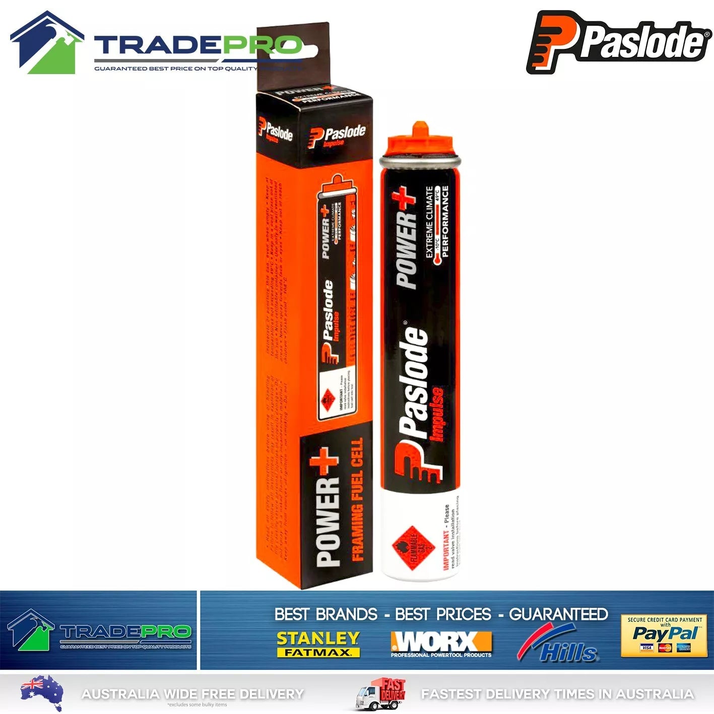 Paslode Genuine Impulse Fuel Cell Twist N Lock Tall Gas Cartridge B20543F Nail