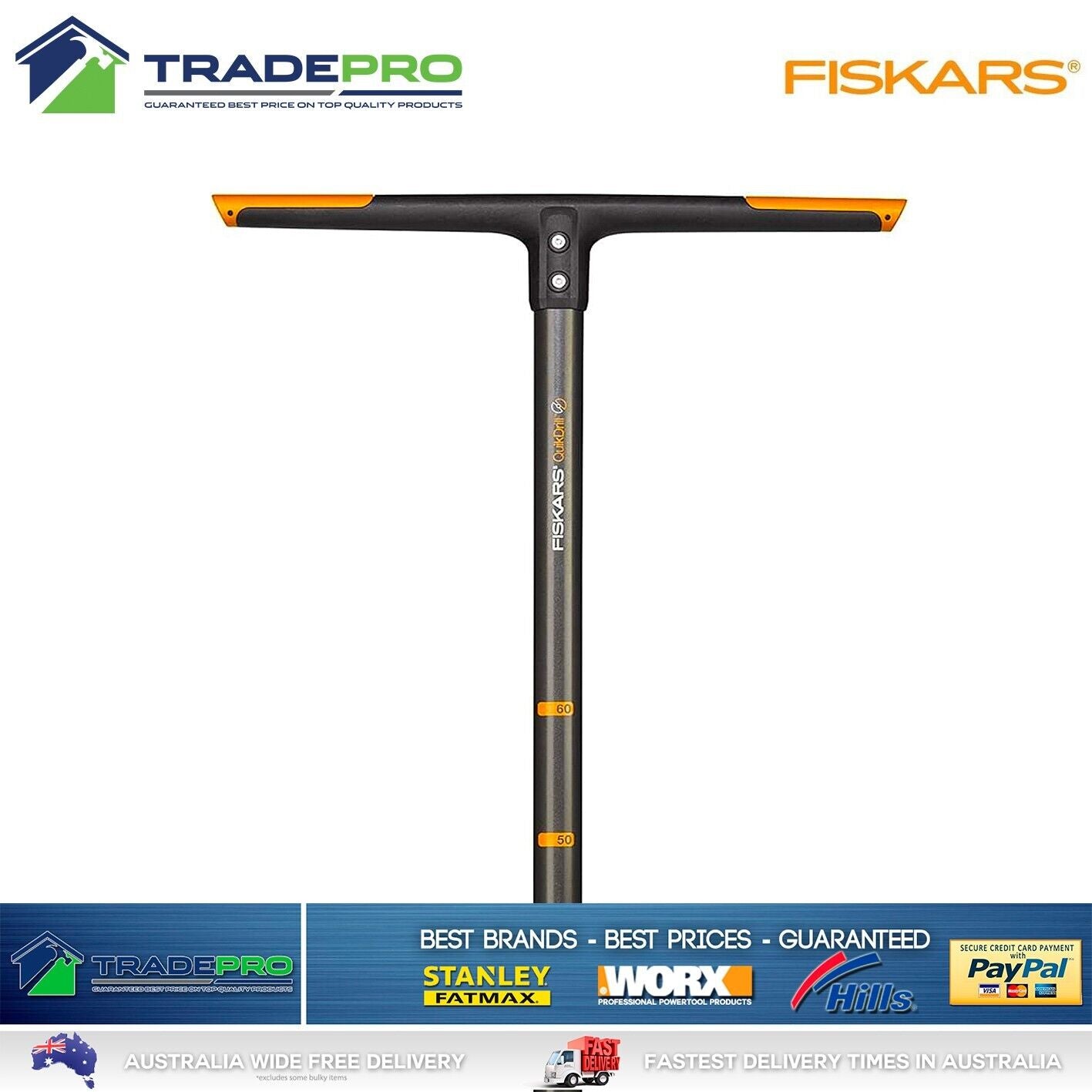 Fiskars Garden Hole Digger 150mm Spiral Plant Auger Earth Planter Quick Drill