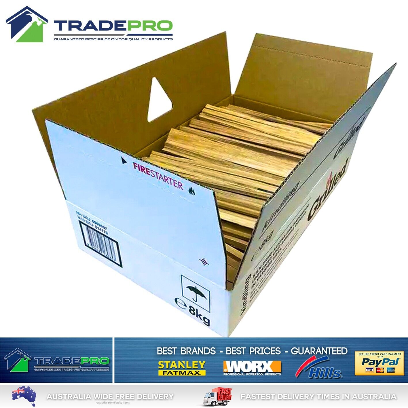 Firewood Kindling Aussie Hardwood Premium 8kg Fire Starter Pizza Oven Wood