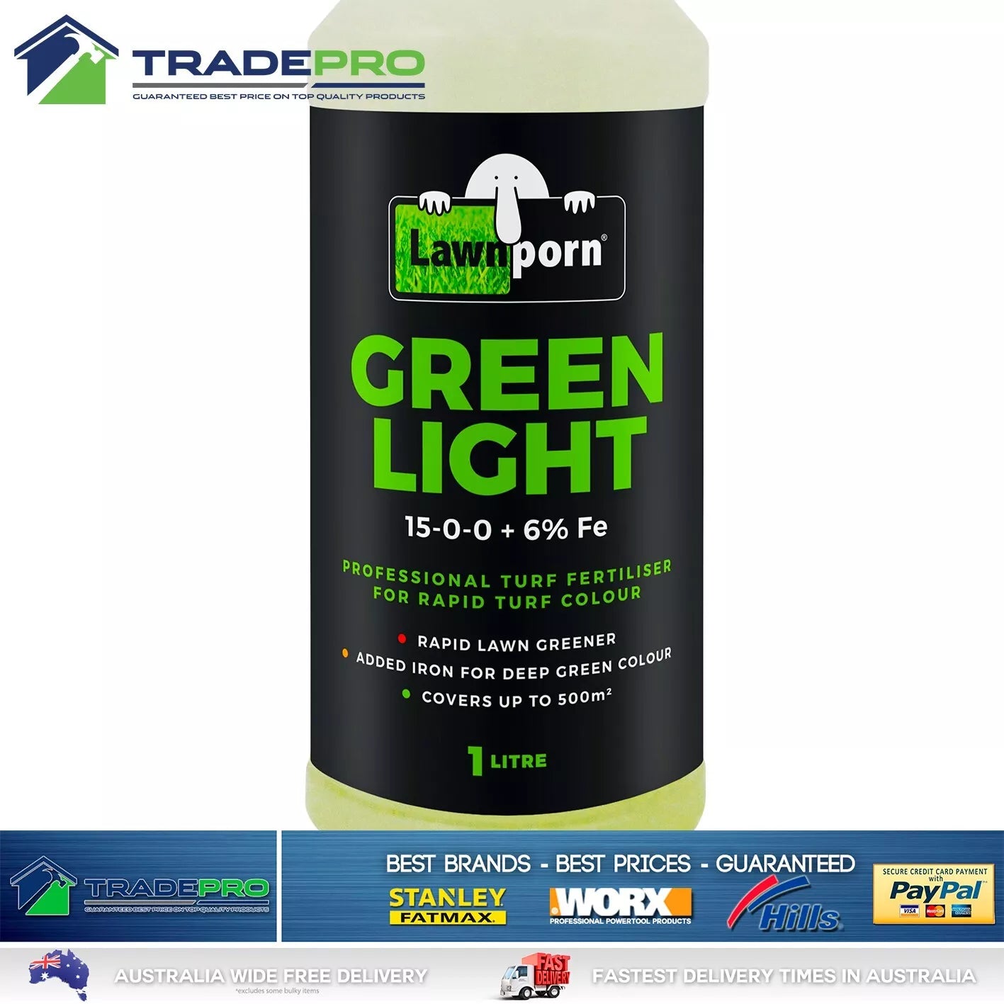 Lawnporn Green Light Fertiliser 1L Concentrate Rapid Lawn Porn Turf Garden Grow