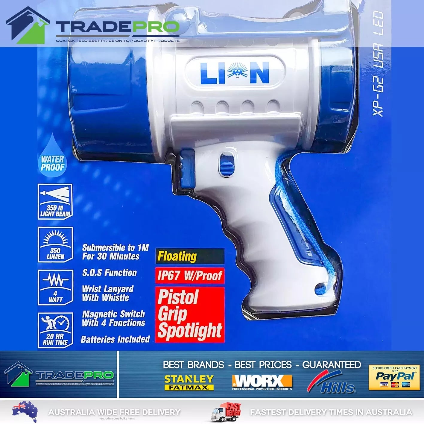 Spotlight Rechargeable LED Cree 350Lumen Waterproof Spot Light Lion Hand Torch