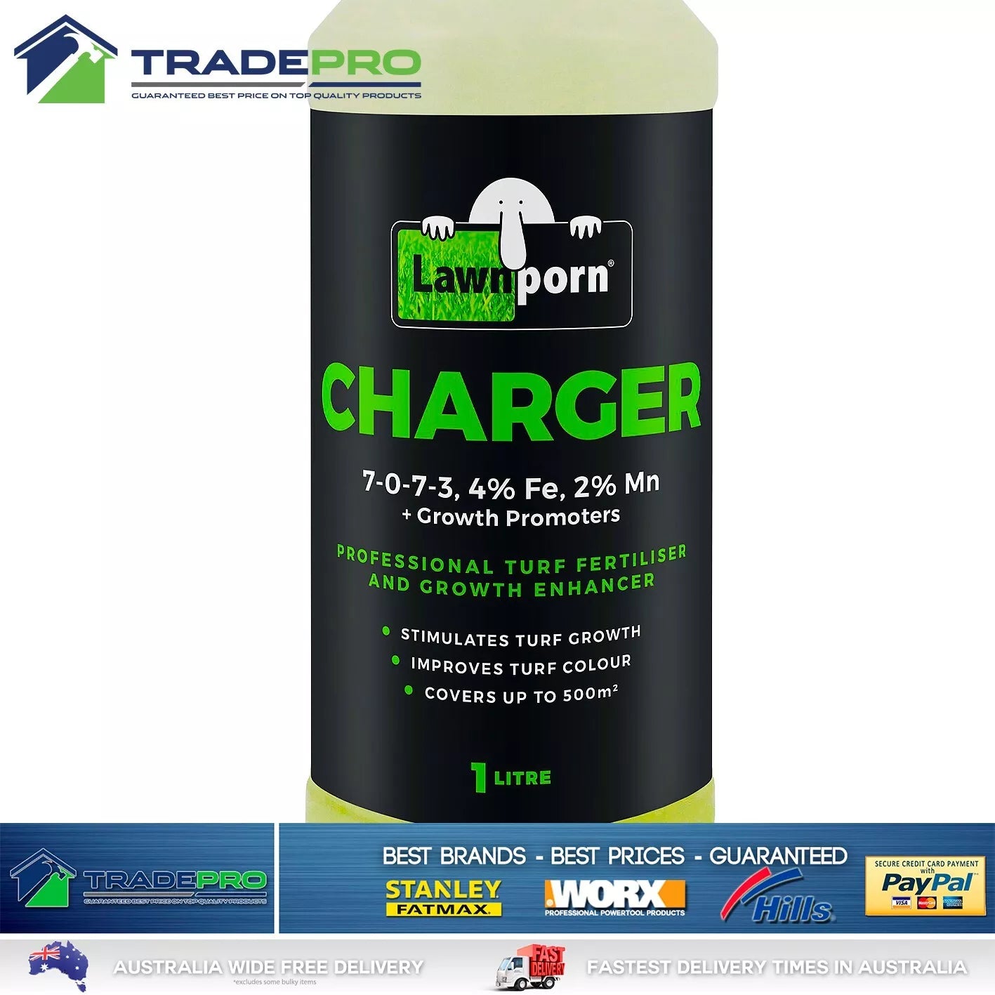 Lawnporn Charger Fertiliser 1L PRO Concentrate Lawn Turf Garden Grow Enhance