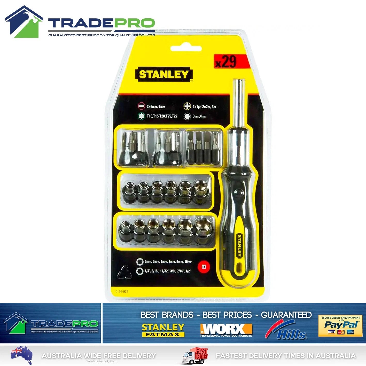 Stanley 29pc Multibit Ratchet Socket & Screwdriver Set with PRO Cushion Grip