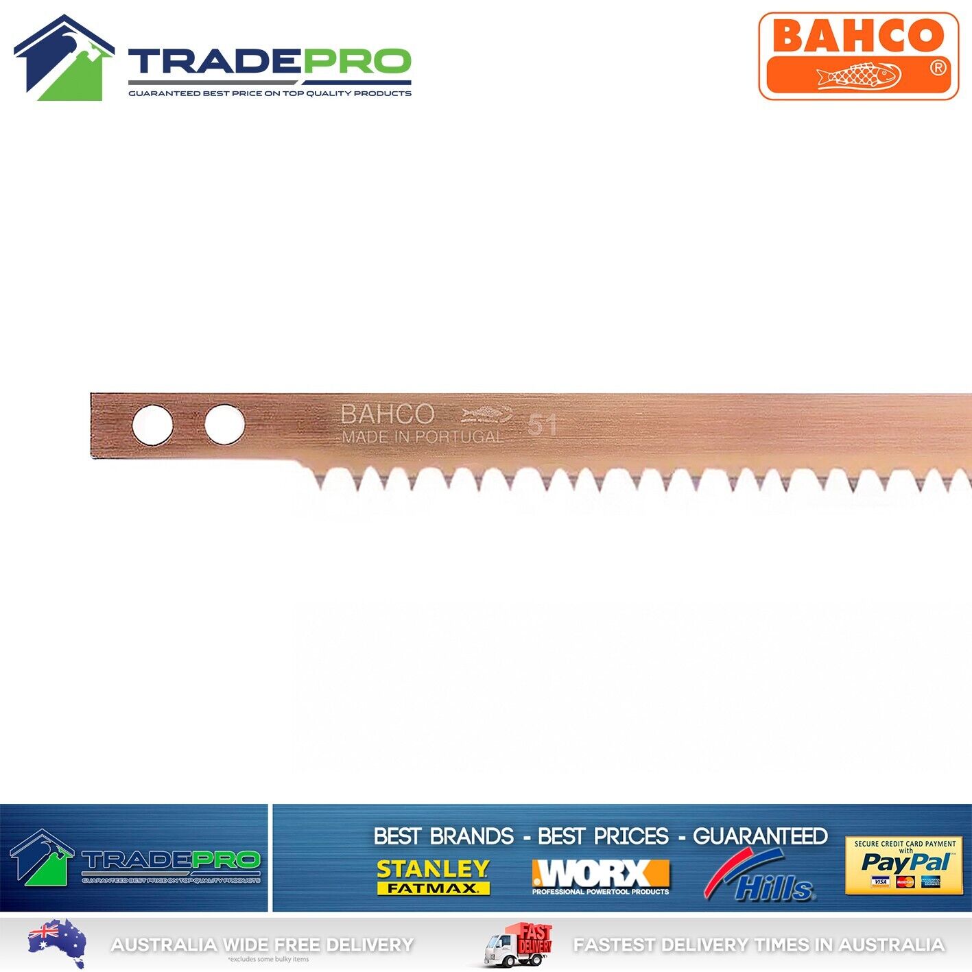 Bowsaw Blade Bahco 530mm 21" Uni-Fit Dry Wood Hardpoint PRO Pruning Lop Tree Saw