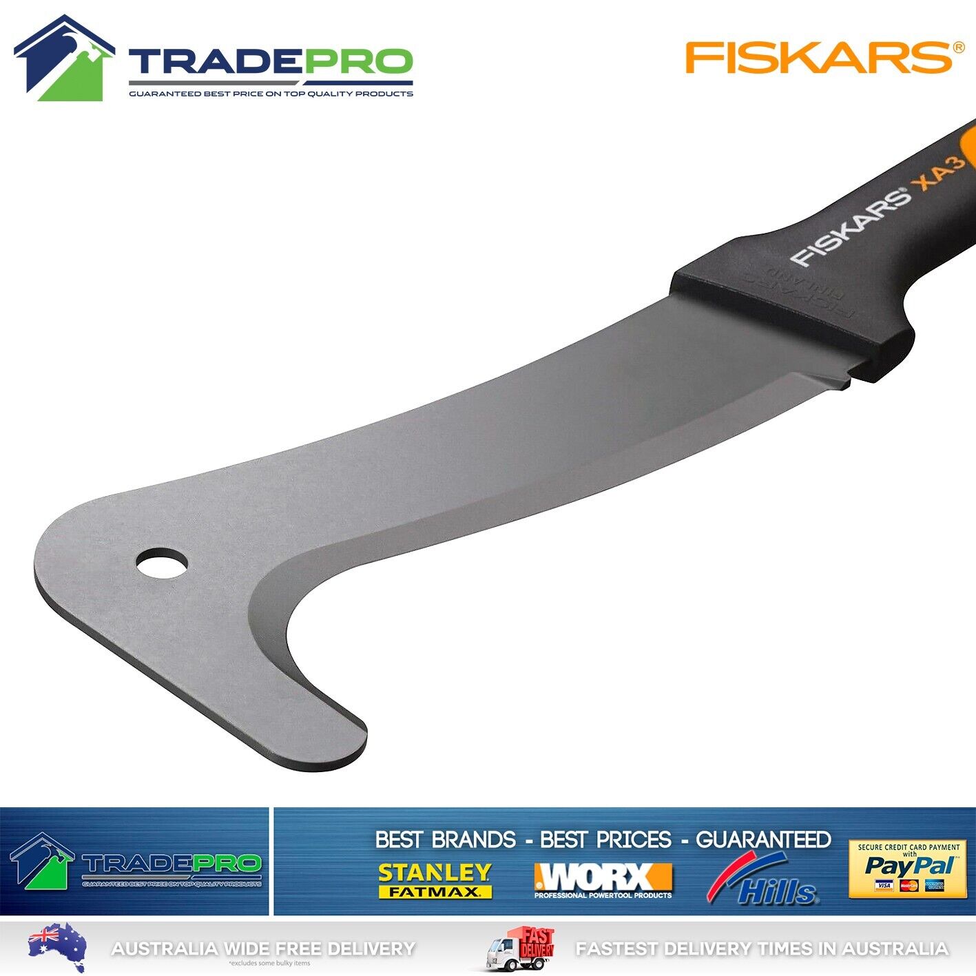 Fiskars Brush Hook 940mm 993g Wood Xpert XA23 Axe Garden Scrub