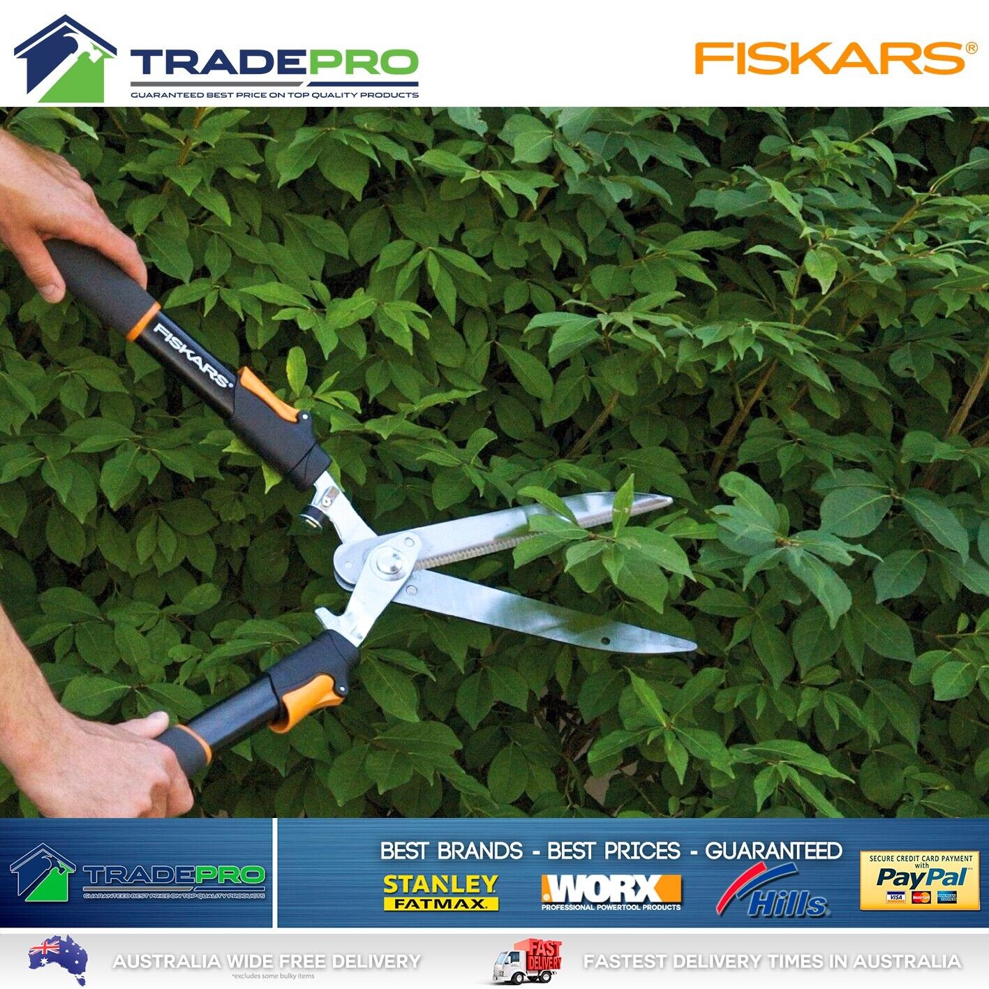 Fiskars Hedge Shears Telescopic Handles Power Lever Garden 83cm Gator-Blade PRO