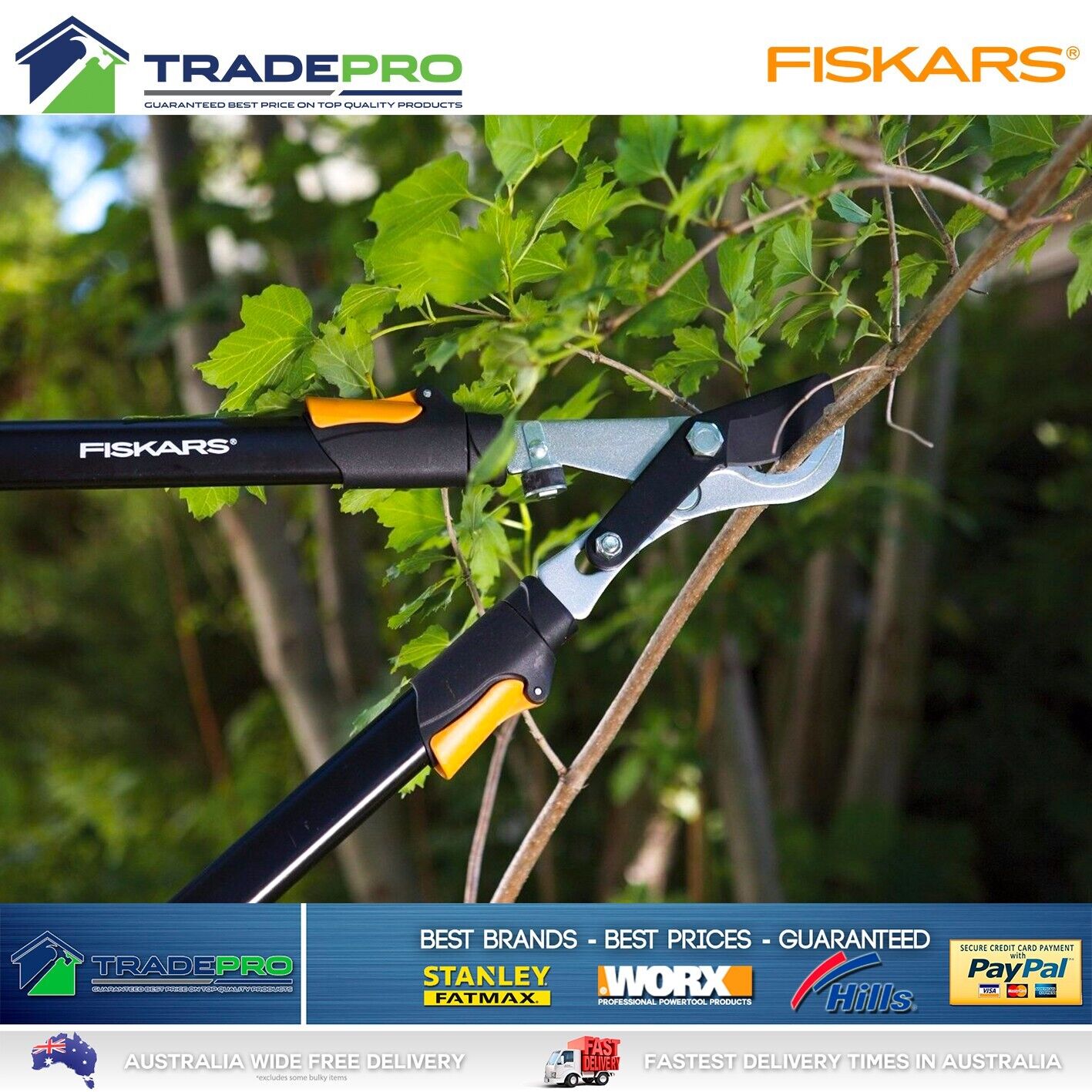 Fiskars Lopper Garden Shears Extendable 90cm Power Lever Telescopic