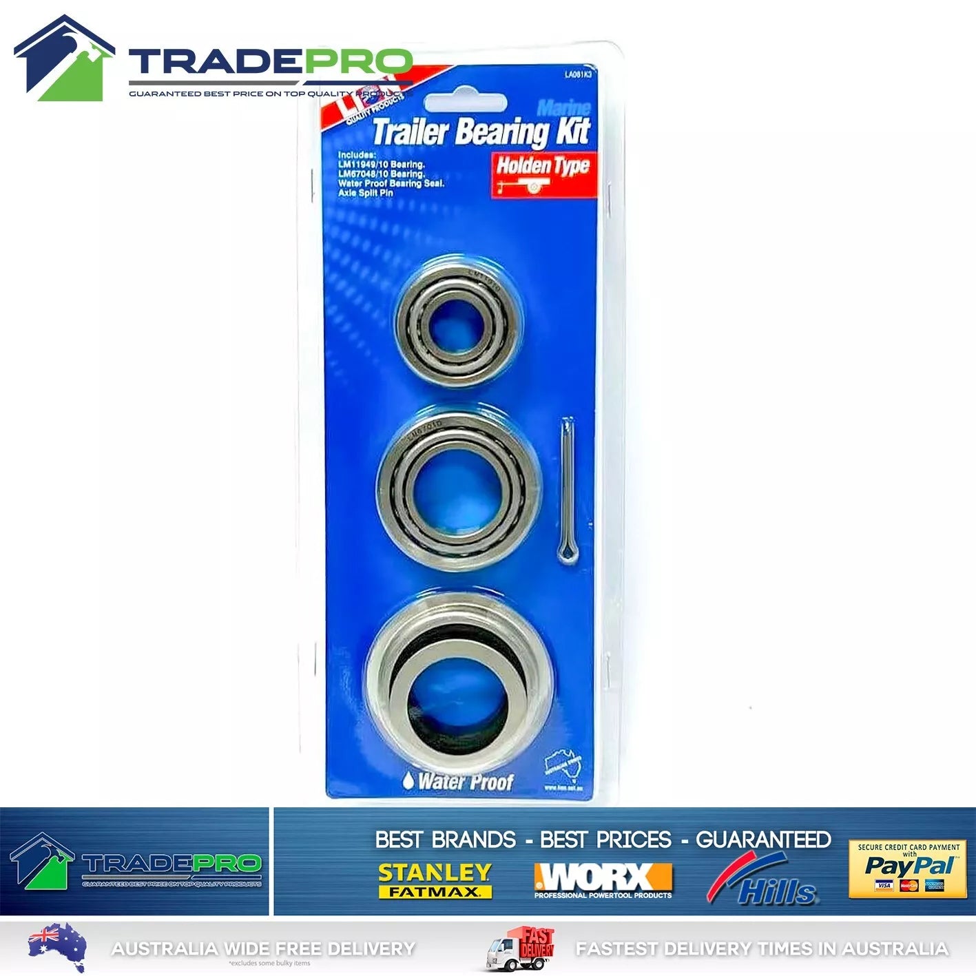 2x Wheel Bearing Kit Waterproof Seal Holden Axle LM67048 LM11949 Marine Trailer