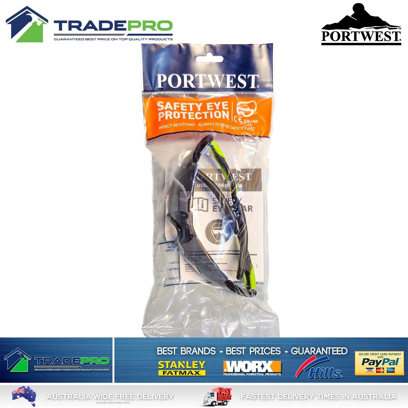 Work Safety Glasses PRO Specs PortWest AS1337.1 Eye Protection Sun UV Grey