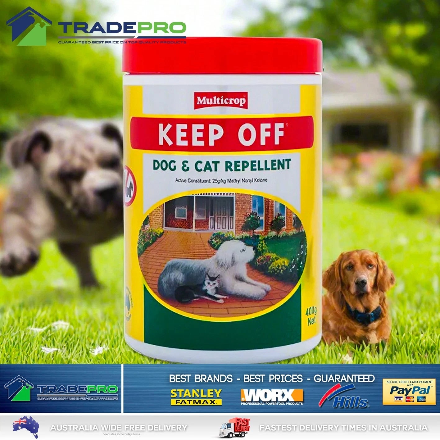 Dog & Cat Repellent 400g Multicrop Keep Off Safe for Pets Garden Grass Lawns