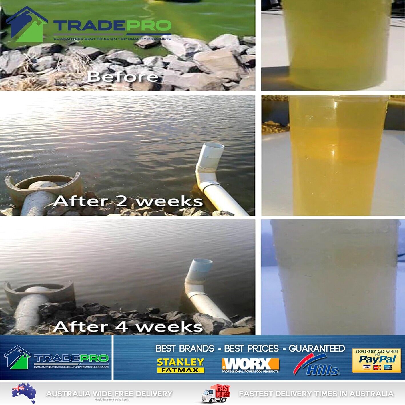 Splosht PRO Natural Water Cleaner 250000L Algae Clear Aquarium Farmers Dam Pack