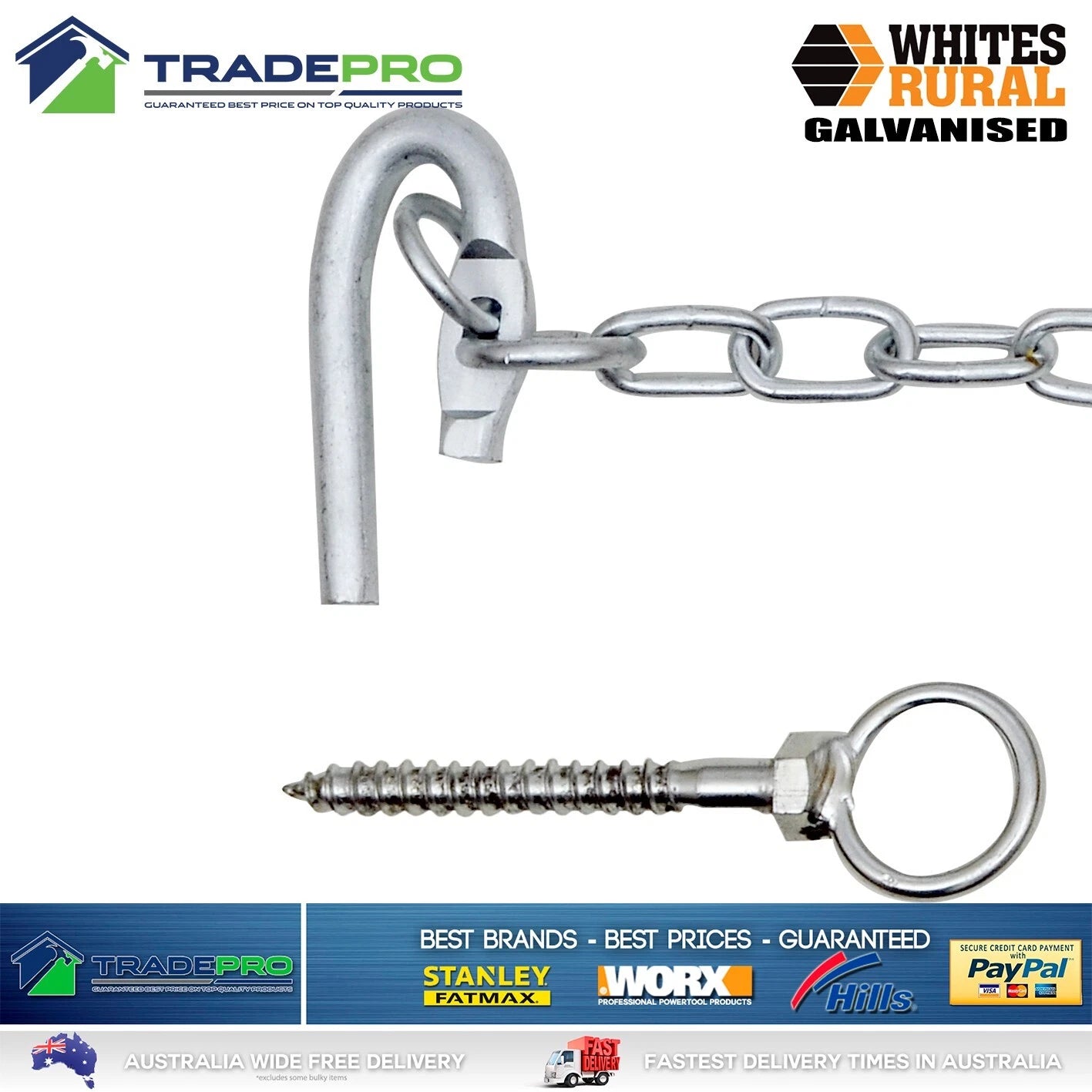 Whites Wires Farm Gate Hinge Kit FG4 Bolt Through Latch Set Hook & Keeper Drop