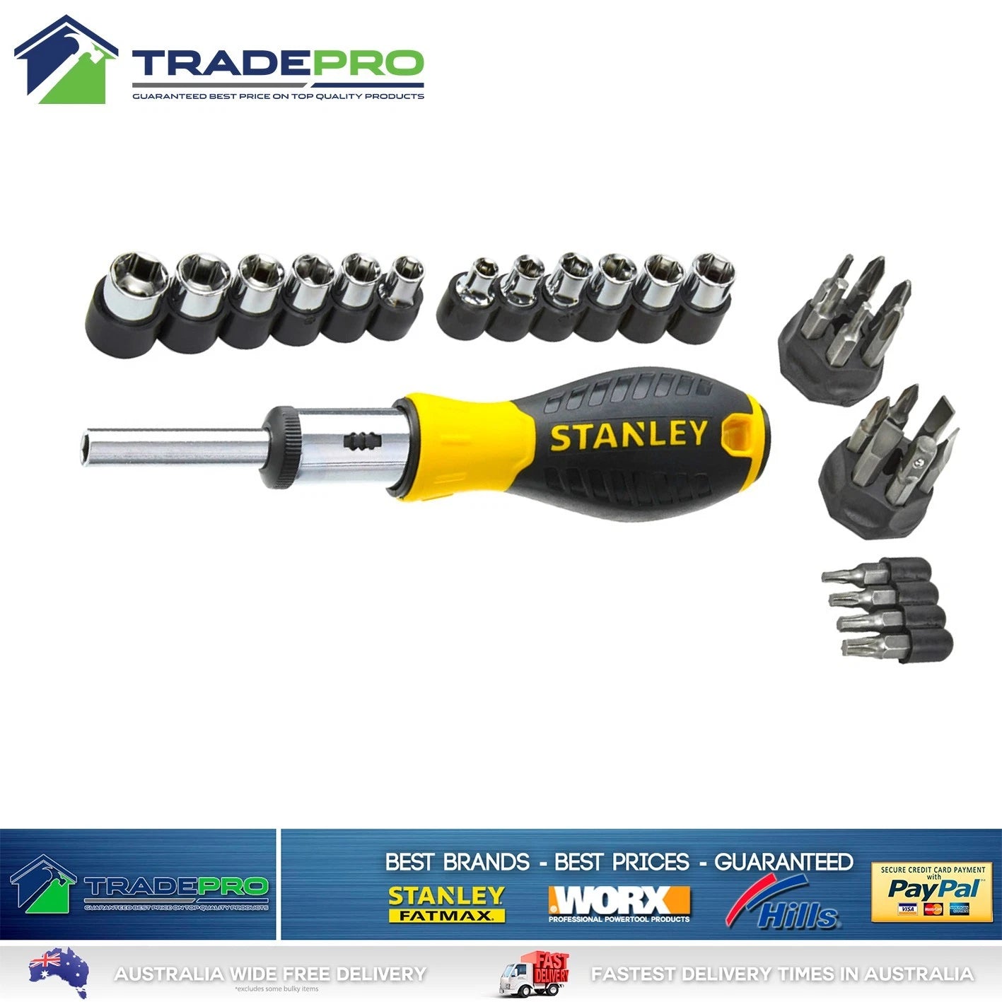 Stanley 29pc Multibit Ratchet Socket & Screwdriver Set with PRO Cushion Grip
