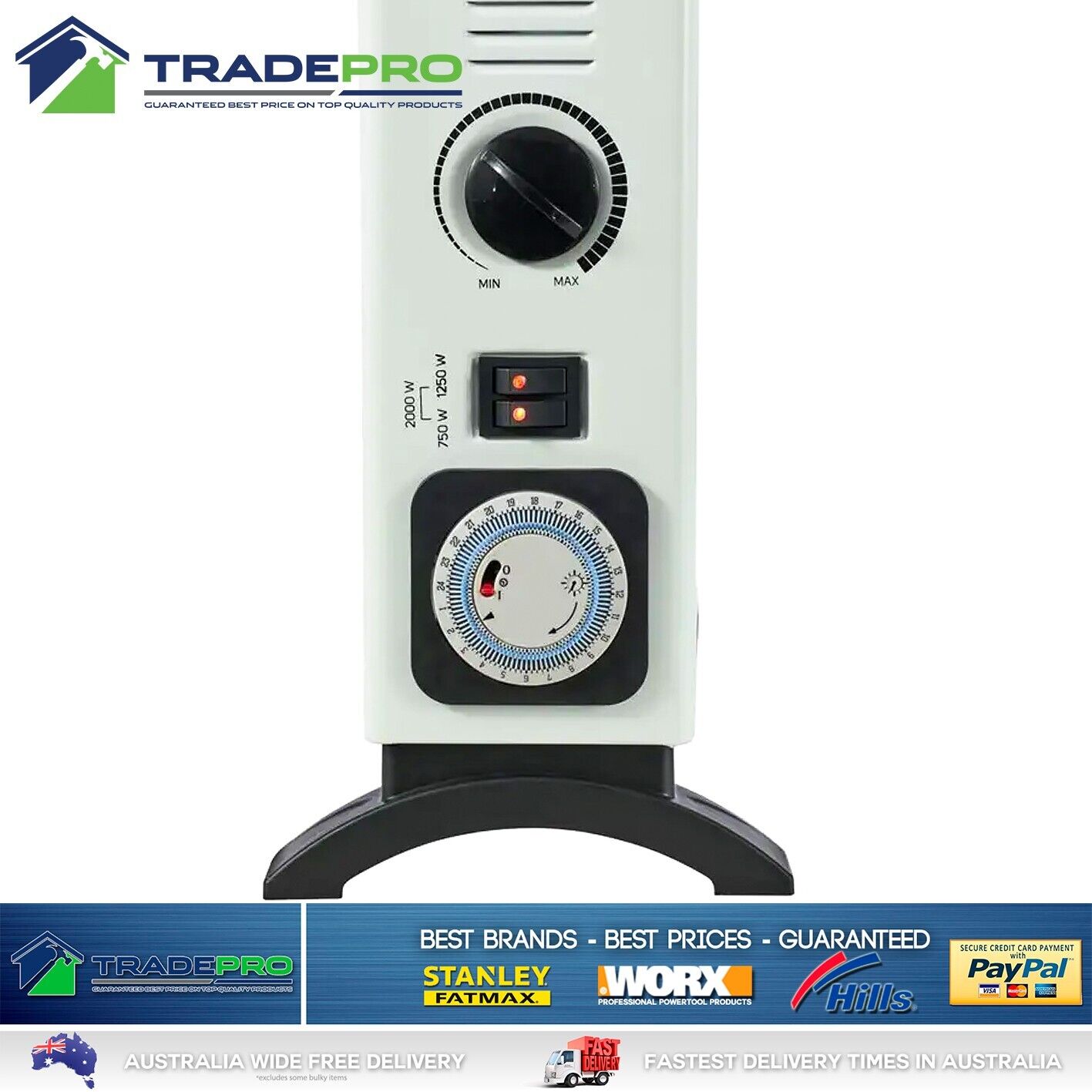 Heater Convector with Timer 2000W Goldair Metal Radiant Heat Indoor Electric
