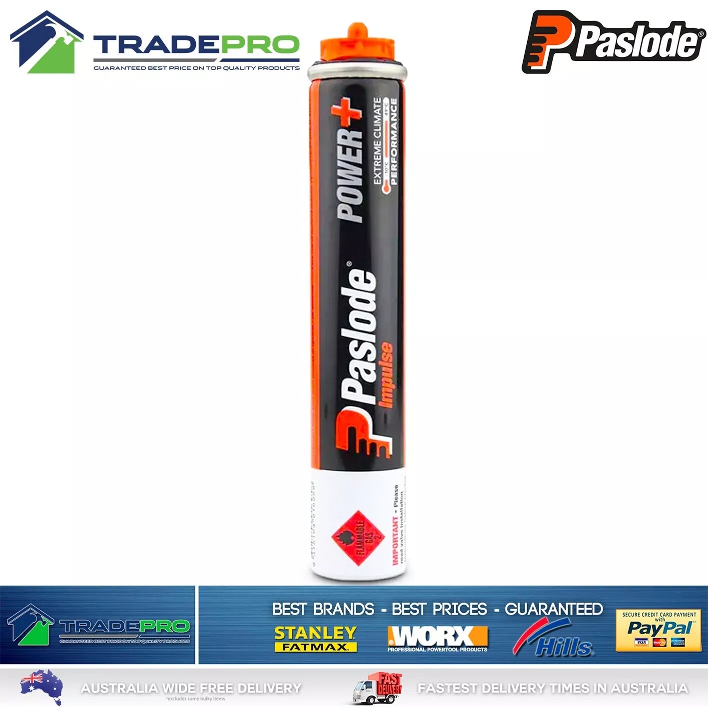 Paslode Genuine Impulse Fuel Cell Twist N Lock Tall Gas Cartridge B20543F Nail