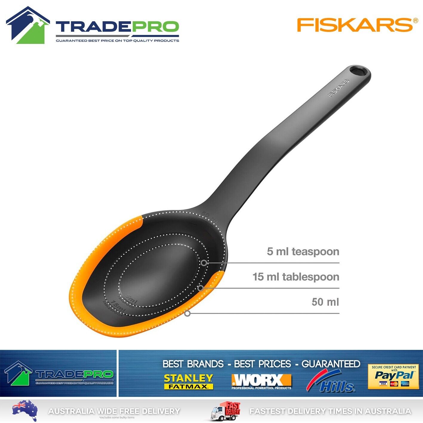 Fiskars Pro Silicone Spatula Spoon 29cm Flexible Edges Kitchen Functional Form