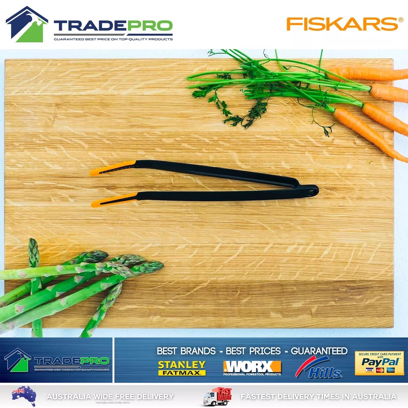 Fiskars Pro Silicone Tongs 29cm Long Kitchen Functional Form BBQ Cooking