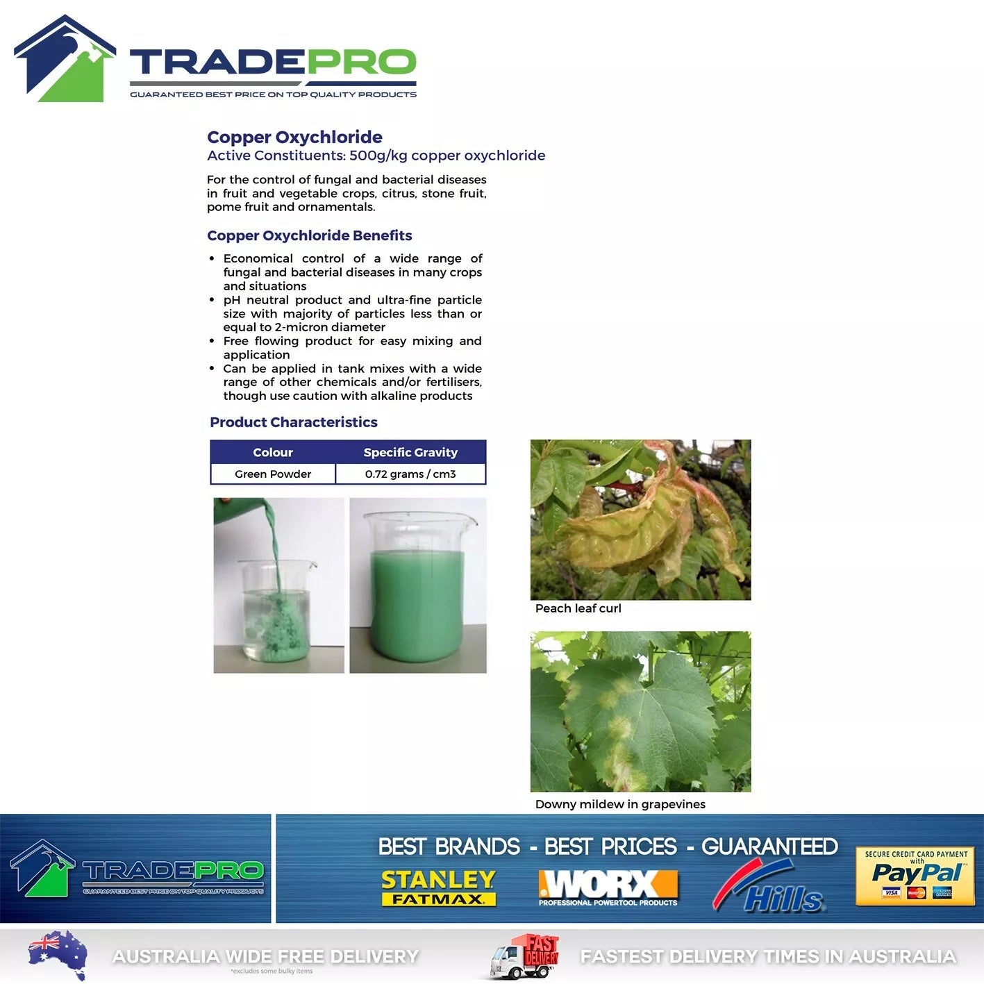 Fungicide Copper 2kg Black Spot Brown Rot Rust Fruit Vegetable Crops Citrus