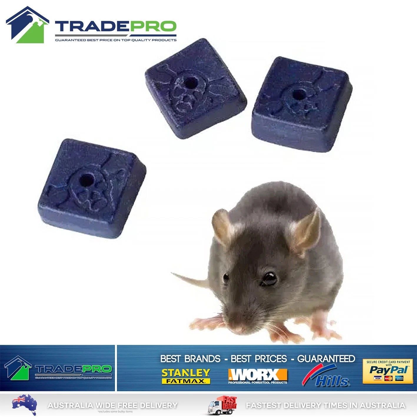 Talon Wax Blocks 2.4kg PRO Rat Mouse Bait All Weather Trap Blox Rodenticide