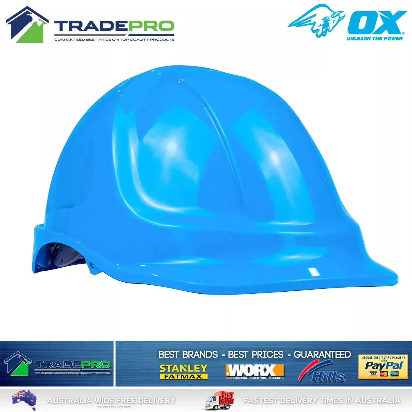 Hard Hat Safety Helmet Ox Tools Premium Vented Adjustable Harness AS/NZ Standard