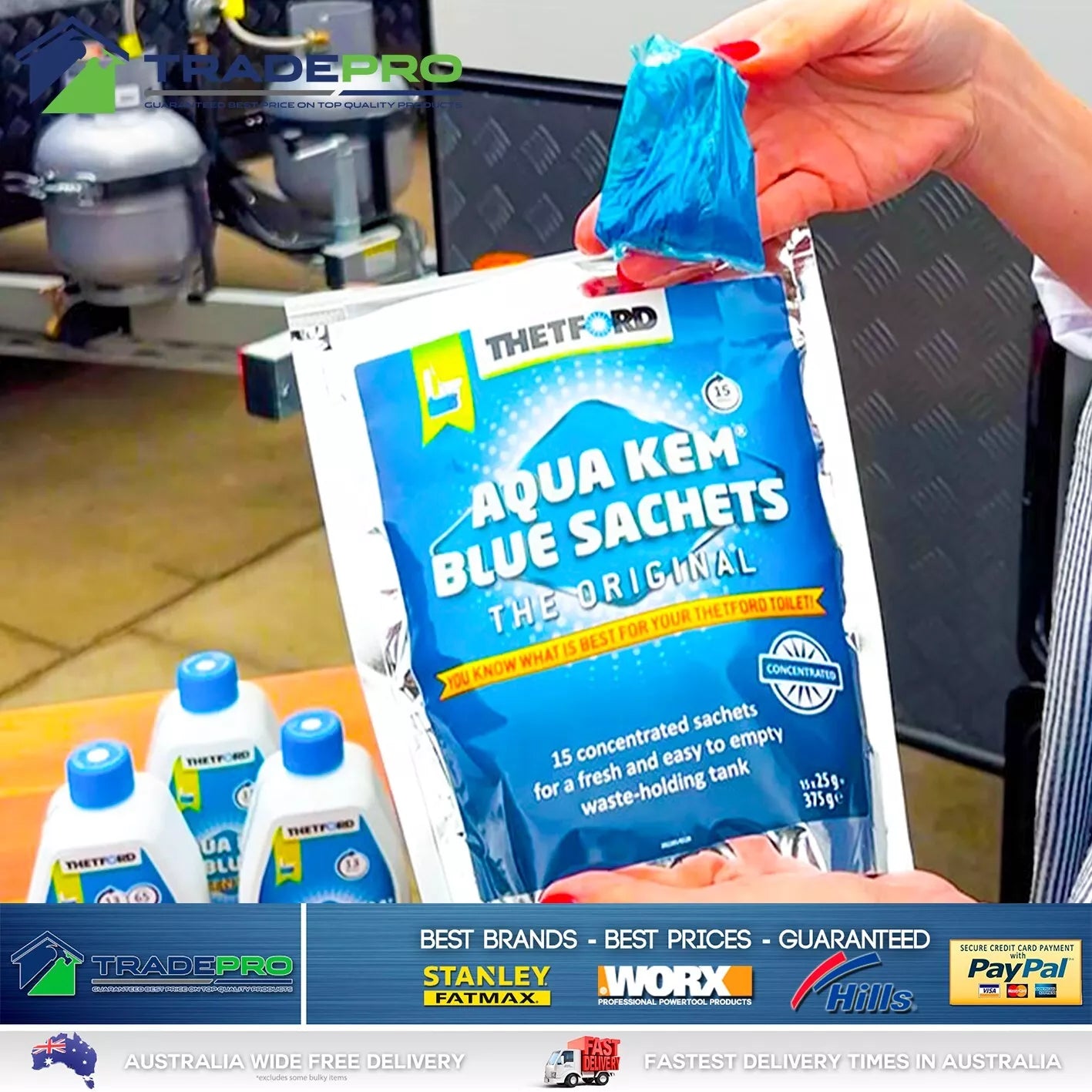 2x Thetford Aqua Kem Concentrated Toilet Sachets 15 Pack Blue Original ComChem