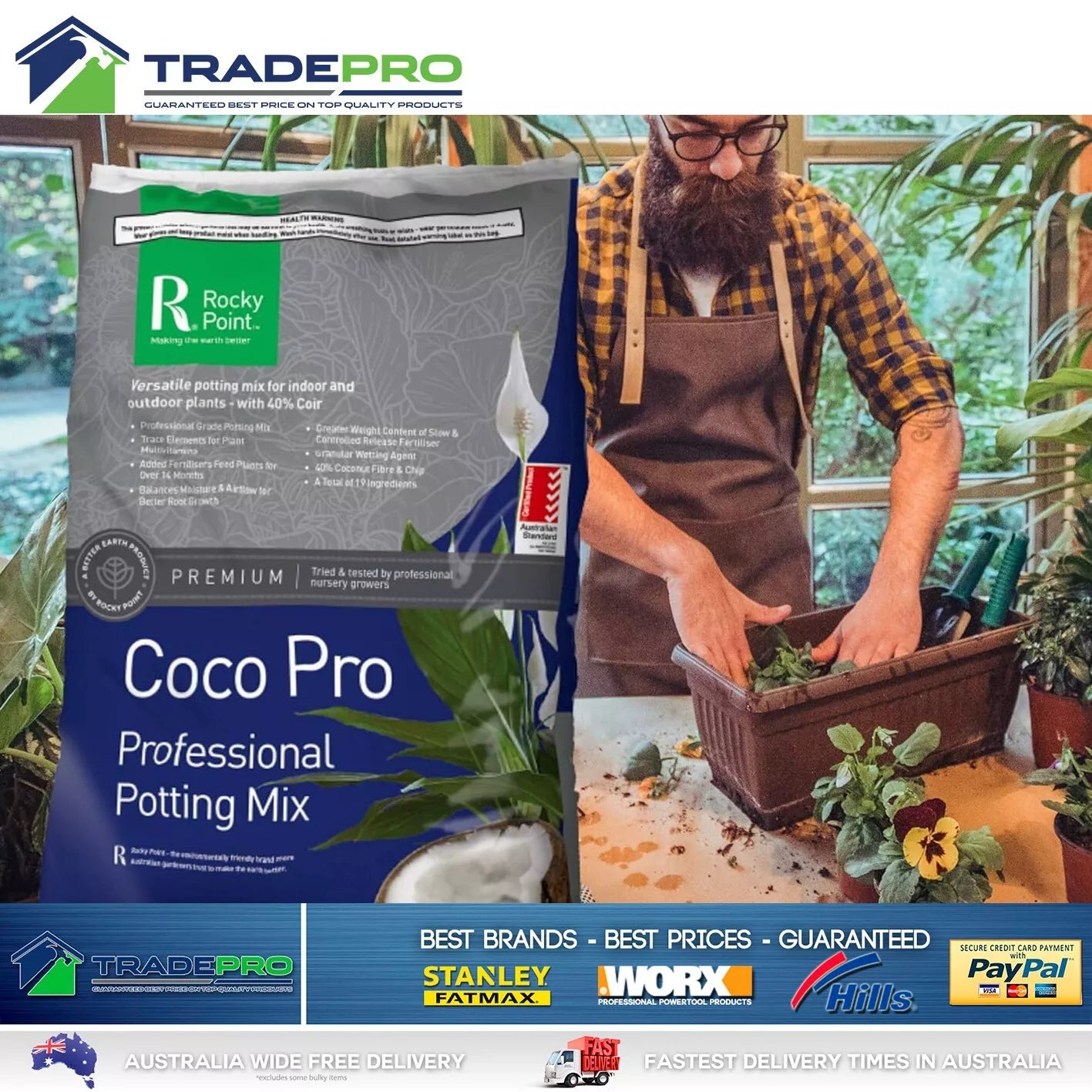 Potting Mix 30L Coco PRO Organic Plants Pot Tub Garden Plant Fruit Flower Soil