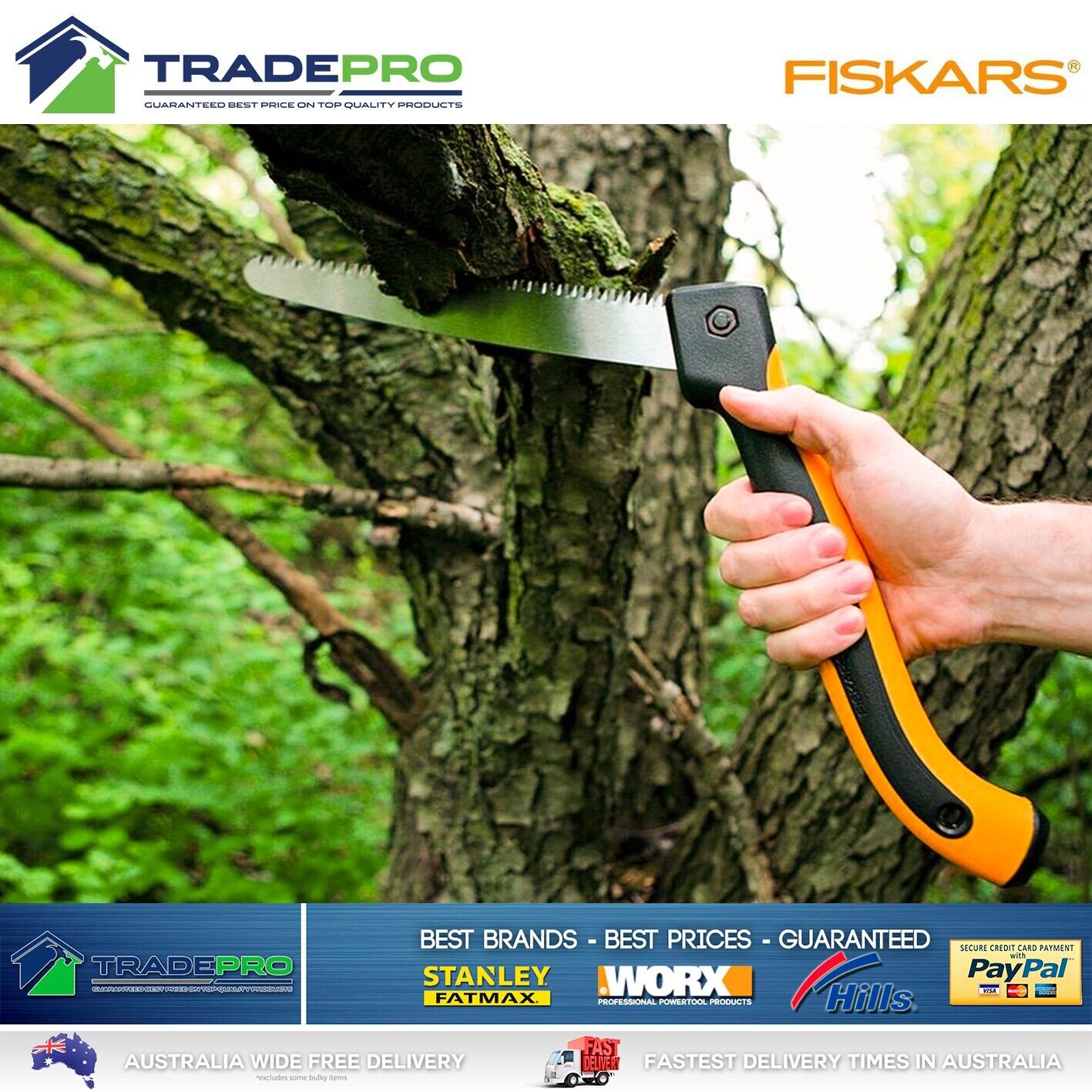 Fiskars Folding Saw 25cm 10" 2 Position SoftGrip Pruning Pull Pruner Razor Teeth