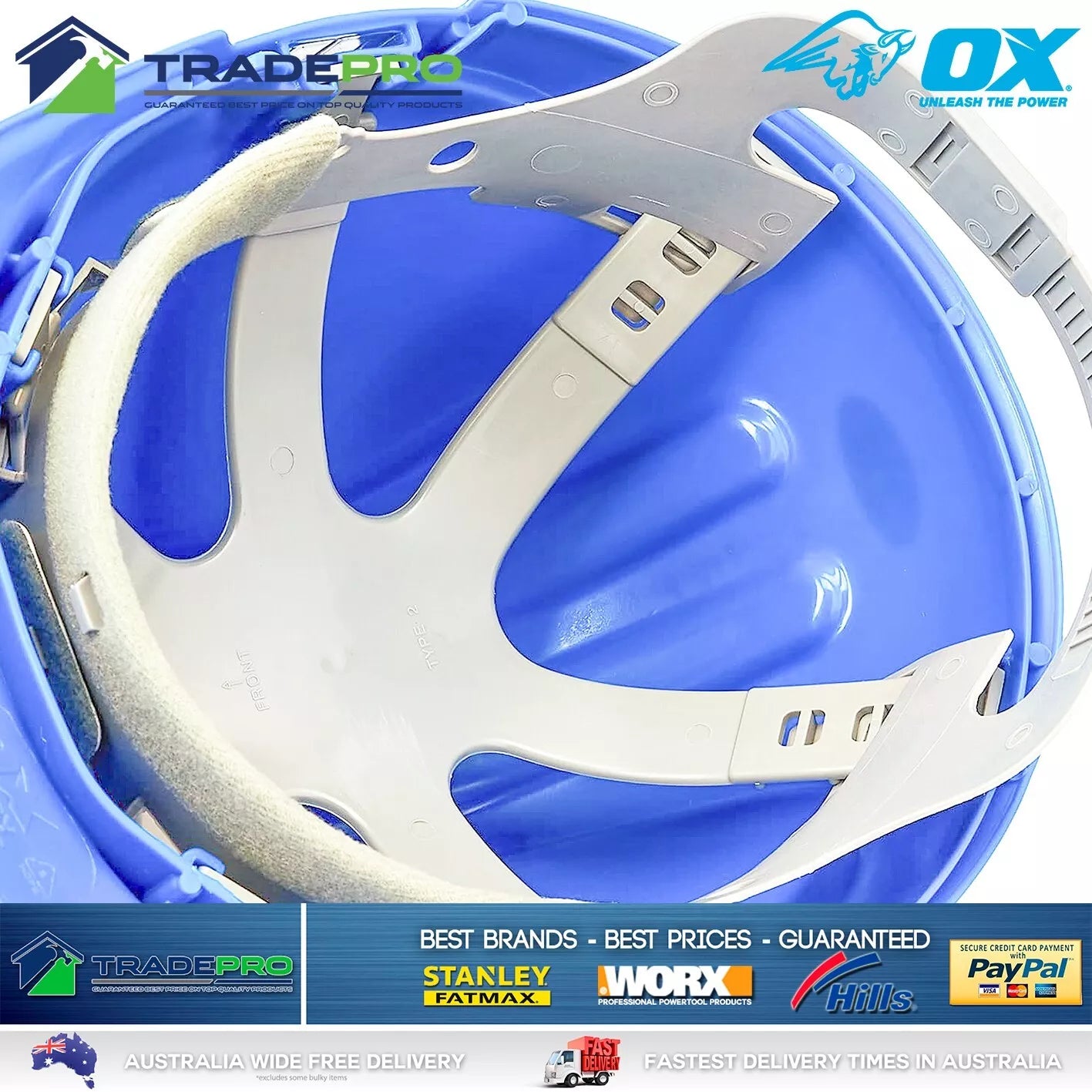 Hard Hat Safety Helmet Ox Tools Premium Vented Adjustable Harness AS/NZ Standard