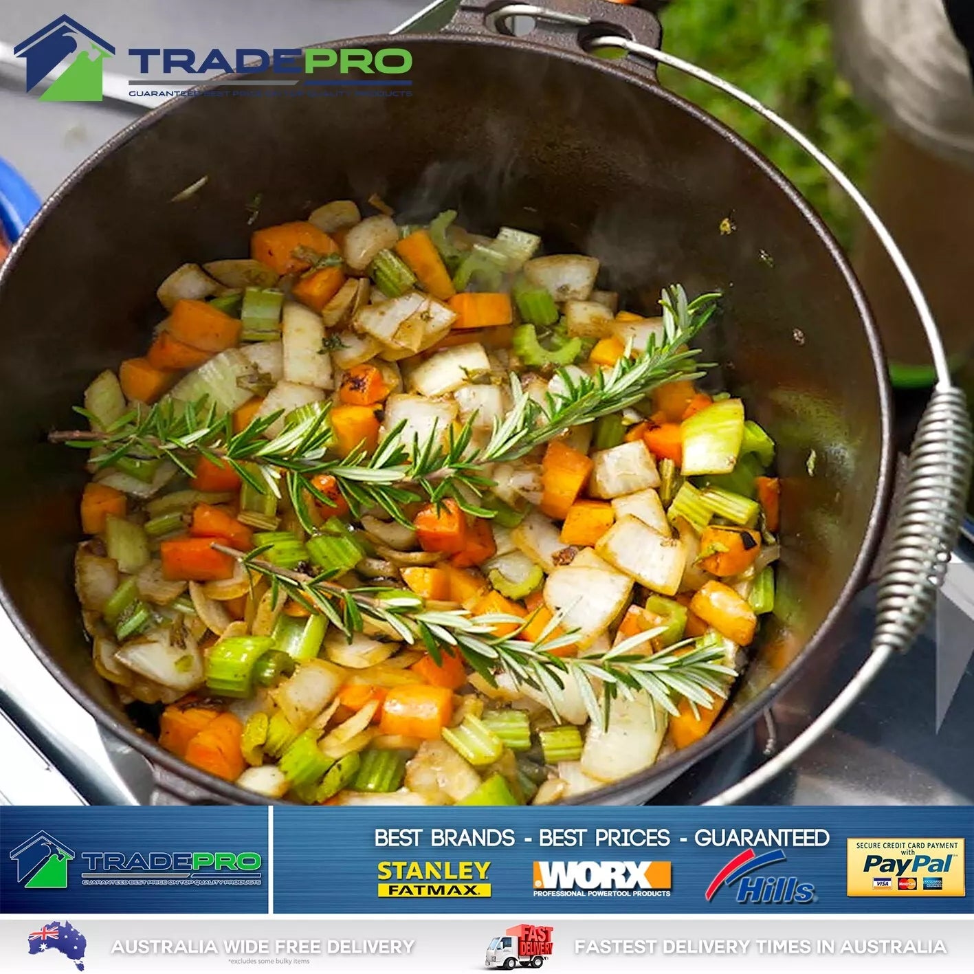 Camp Oven PRO Cast Iron 4.5 Quart Pre-Seasoned Dutch Oven Camping Fire Cooking