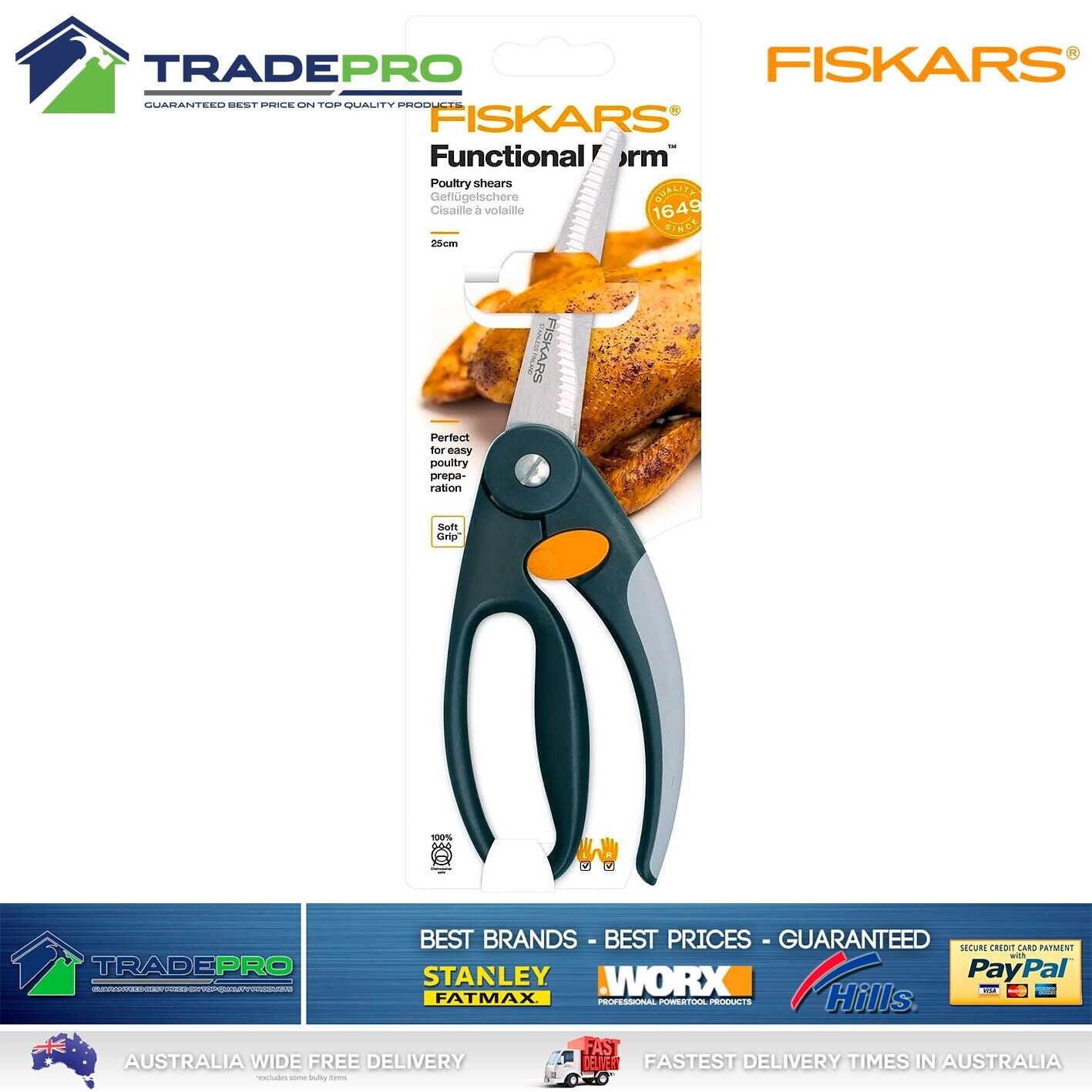 Fiskars Pro Shears Scissors Meat Poultry Chicken Functional Form PRO Finland